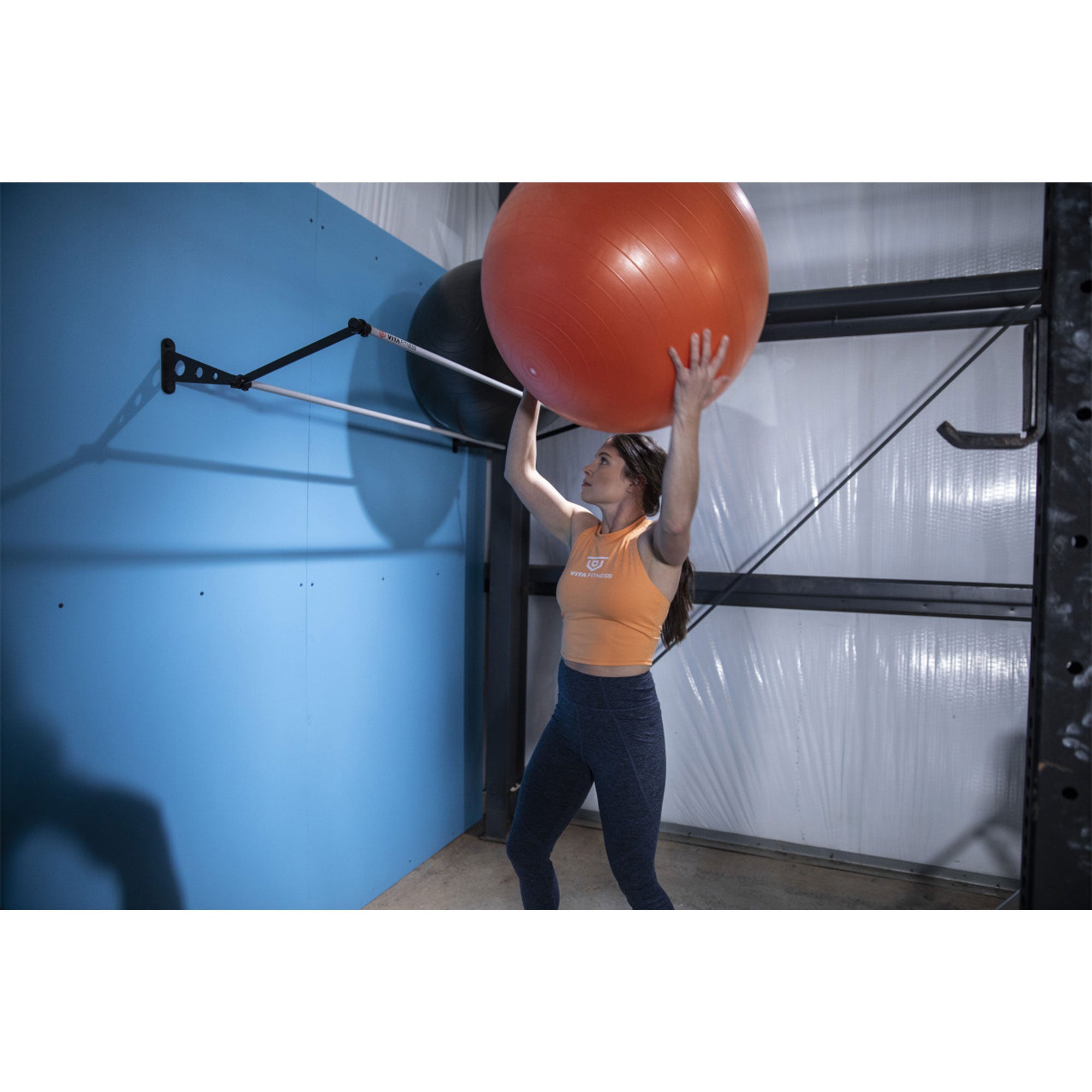 Vita Fitness 10 Ft Mounted Storage Rack for Yoga Stability Balls (For Parts) - VMInnovations