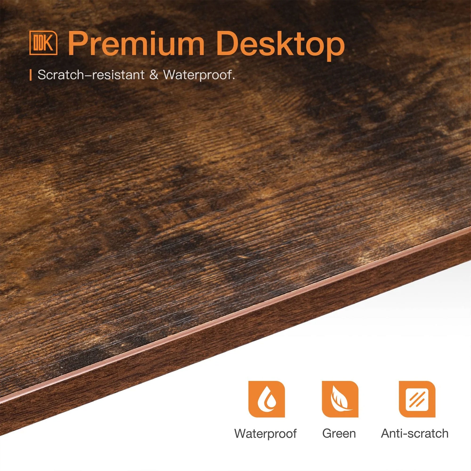 Triangle Corner Computer Writing Desk w/ Monitor Stand, Rustic Brown (Open Box) - VMInnovations
