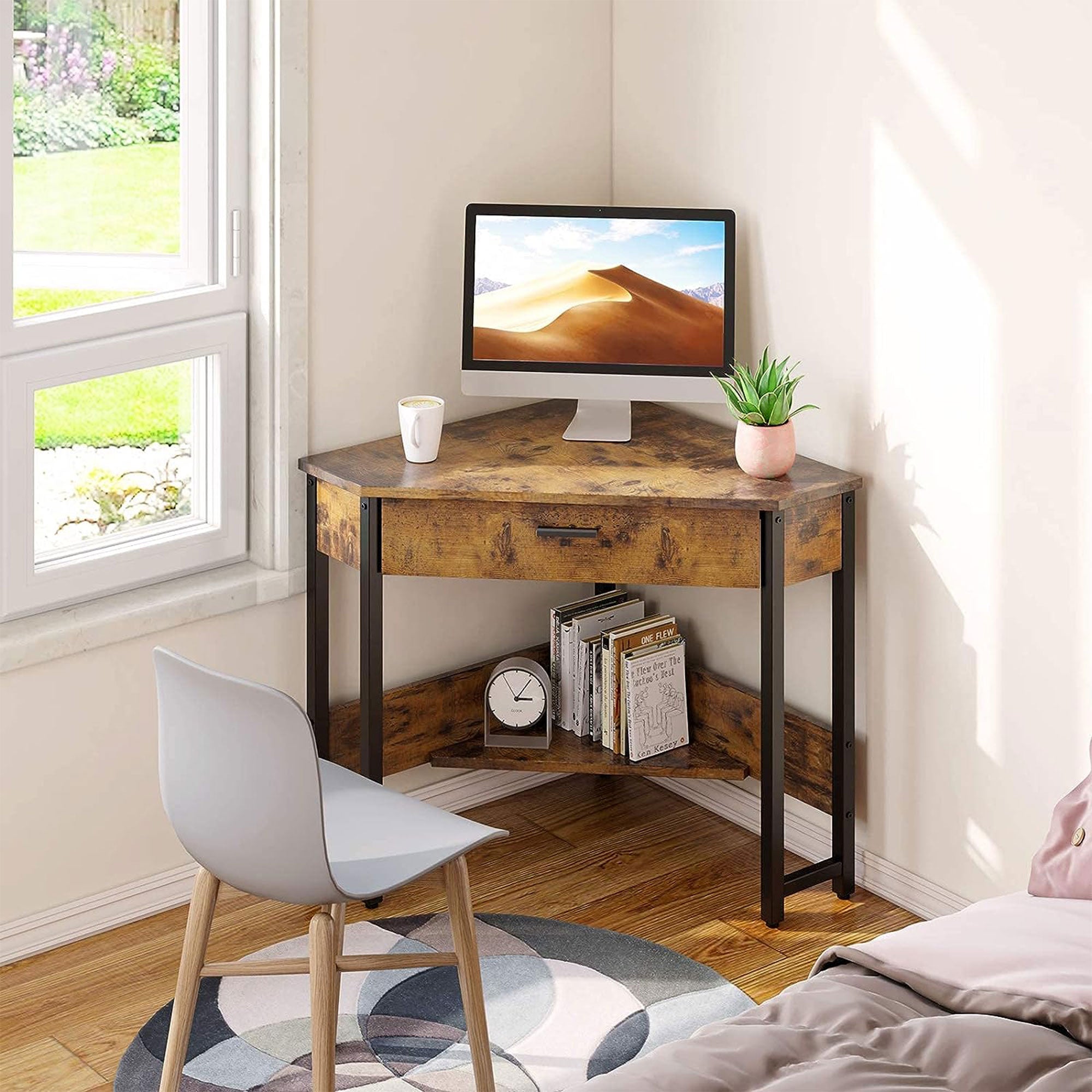 ODK Modern Triangle Corner Vanity Writing Desk with Large Drawer (Used) - VMInnovations
