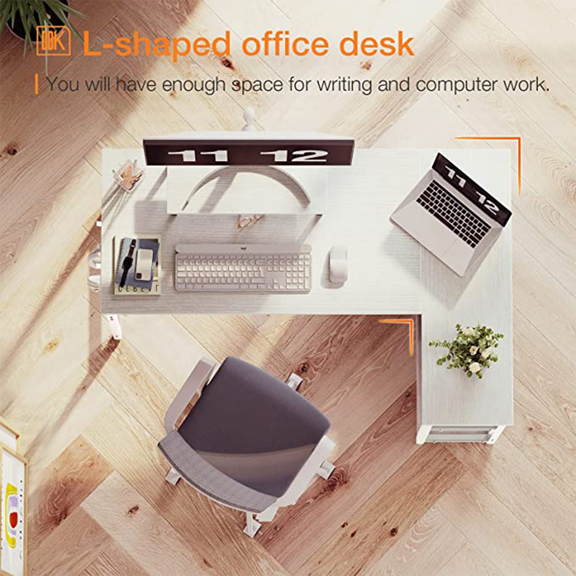ODK 47 Inch Compact L Shaped Desk w/Storage Shelves & Monitor Stand (For Parts) - VMInnovations