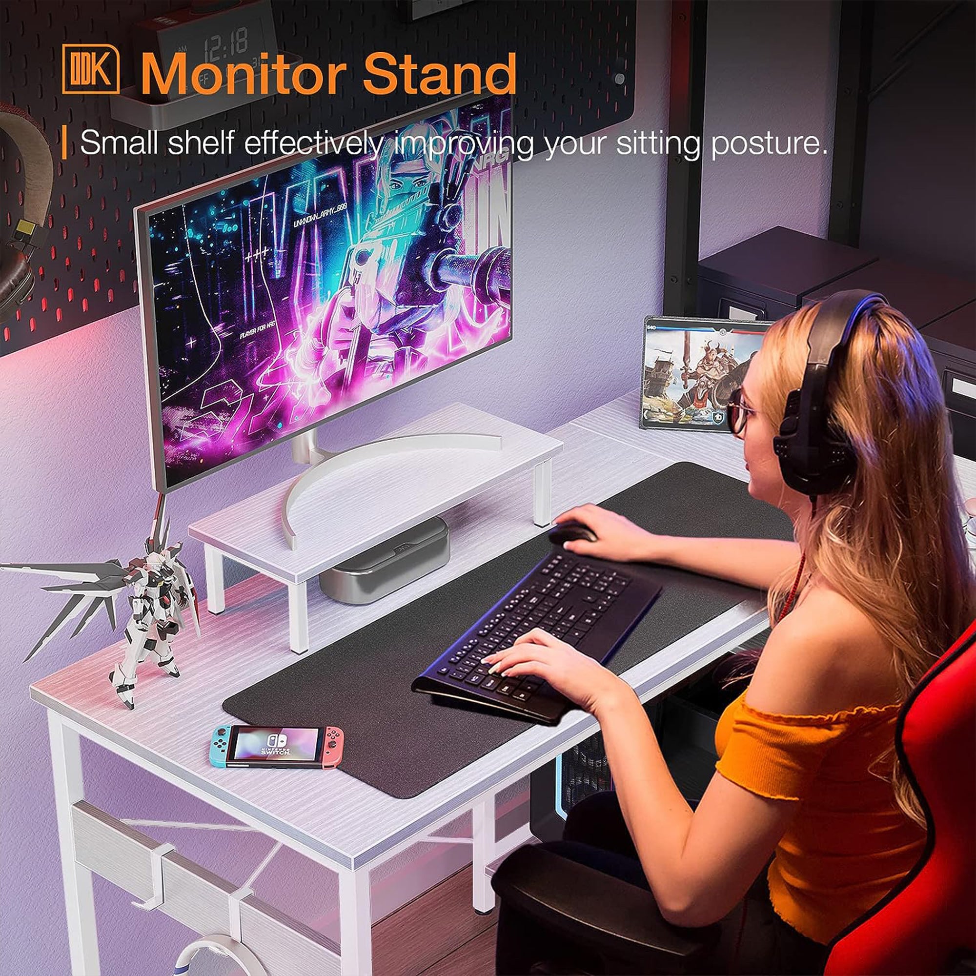ODK 47 Inch Compact L Shaped Desk w/Storage Shelves & Monitor Stand (For Parts) - VMInnovations