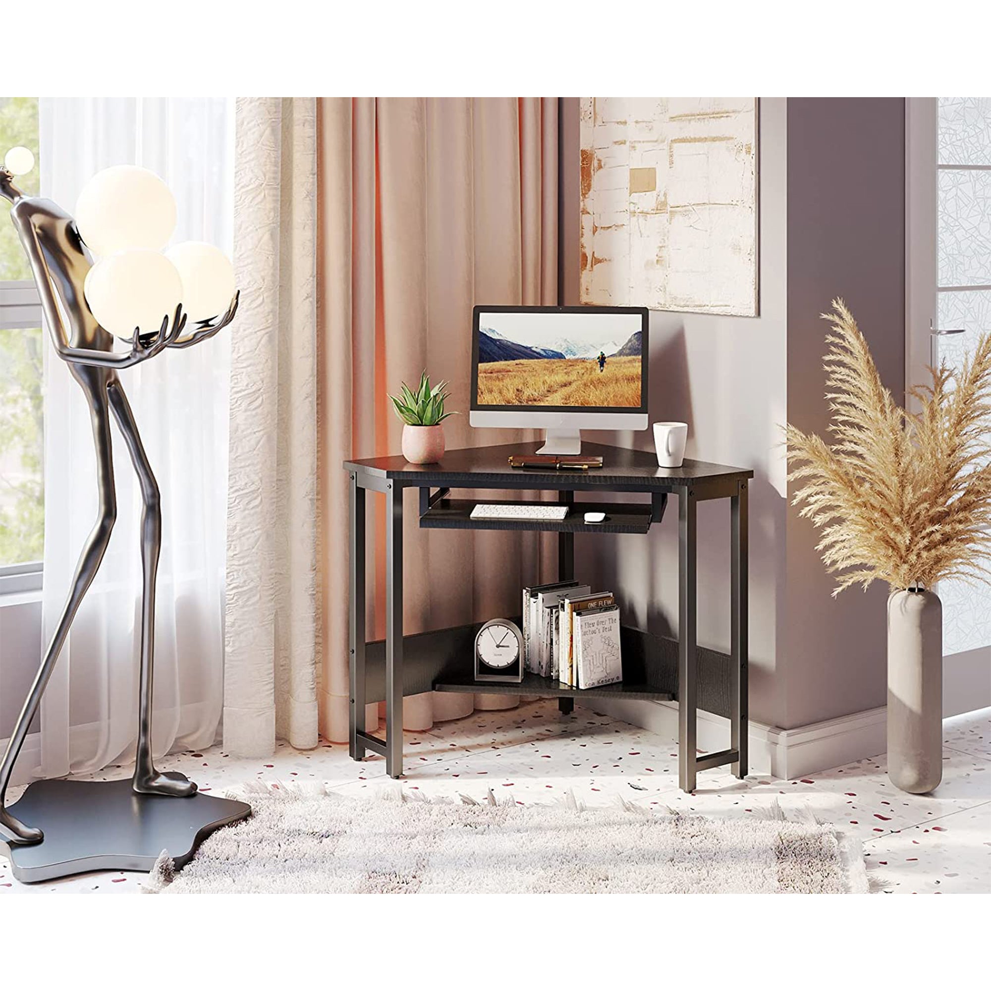 ODK Modern Corner Computer Writing Desk w/ Smooth Keyboard Tray (Open Box) - VMInnovations