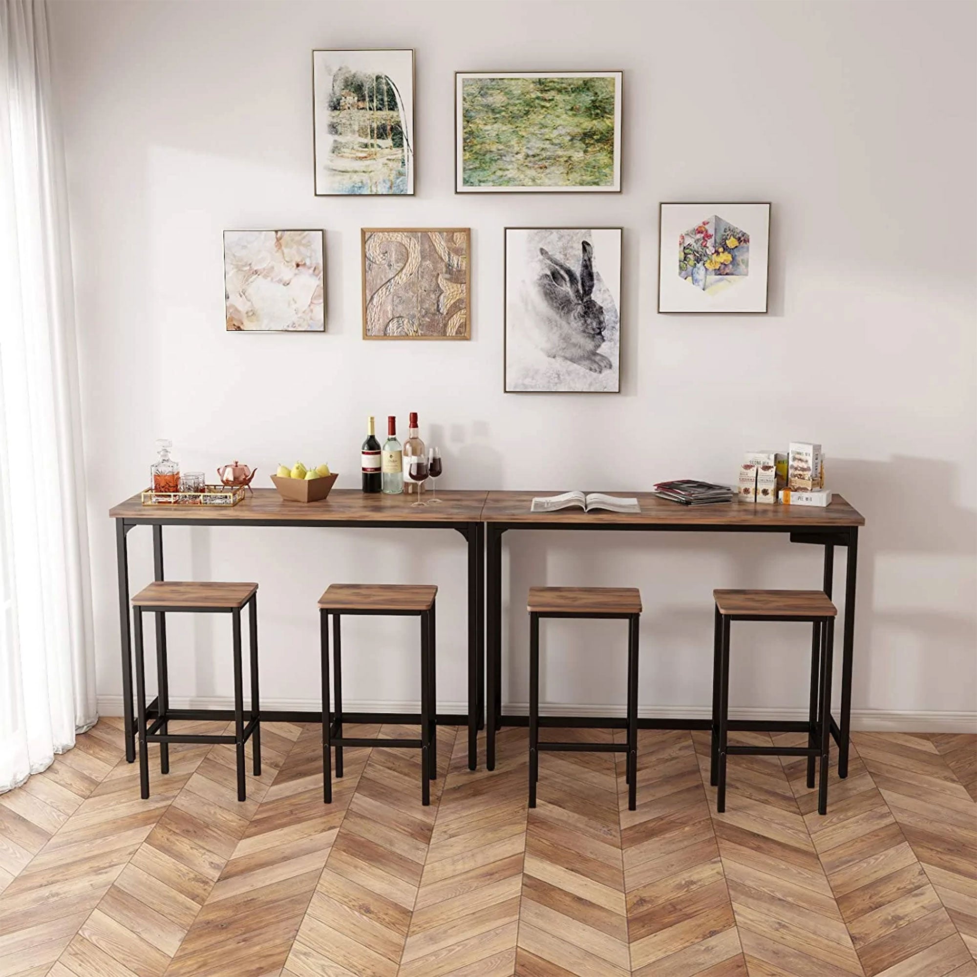 ODK 25.6" Height Wooden Counter Stool Seat Barstool, Rustic Brown (2 Set) (Used) - VMInnovations