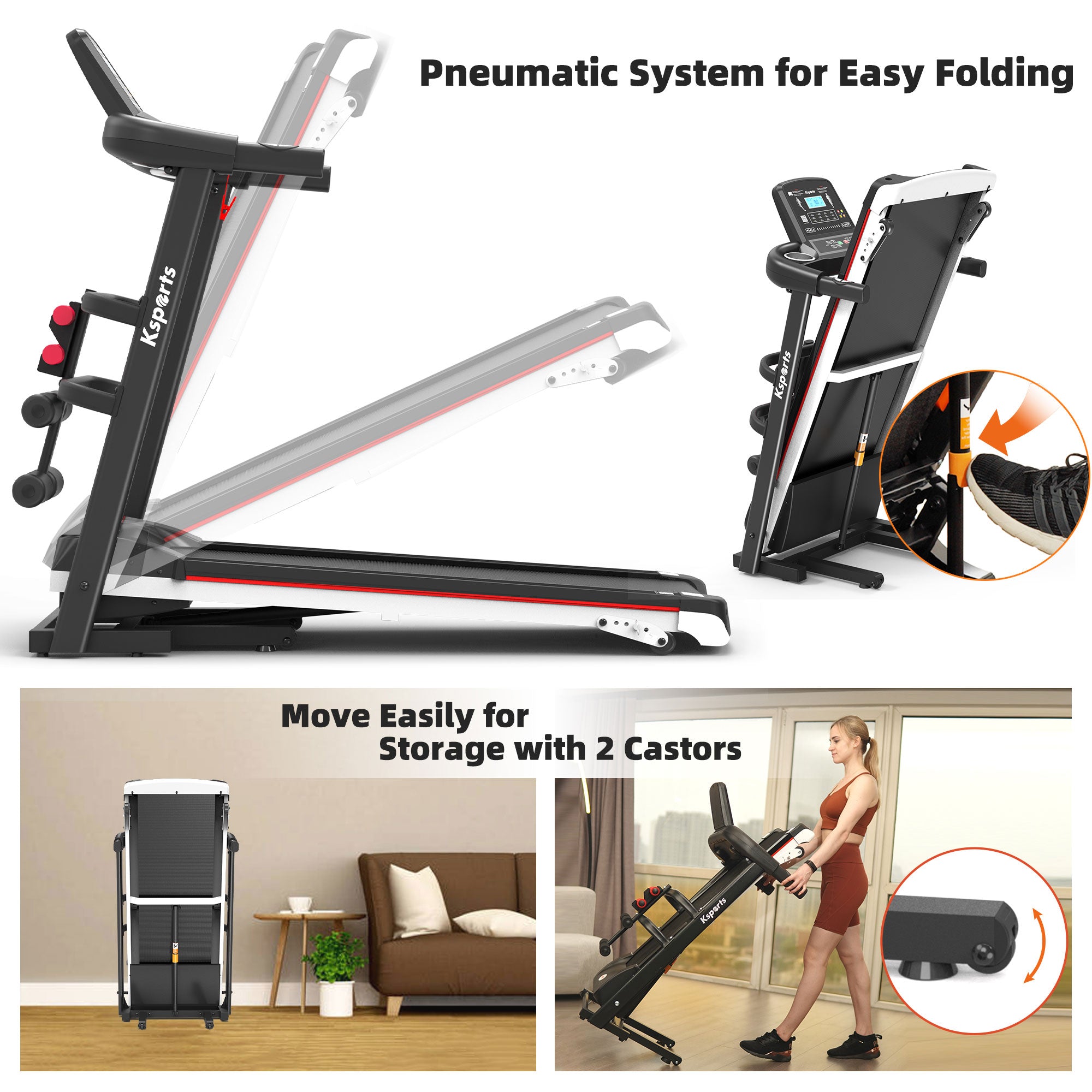 Ksports 16 Inch Wide Foldable Treadmill w/Bluetooth & Tracking App (For Parts) - VMInnovations
