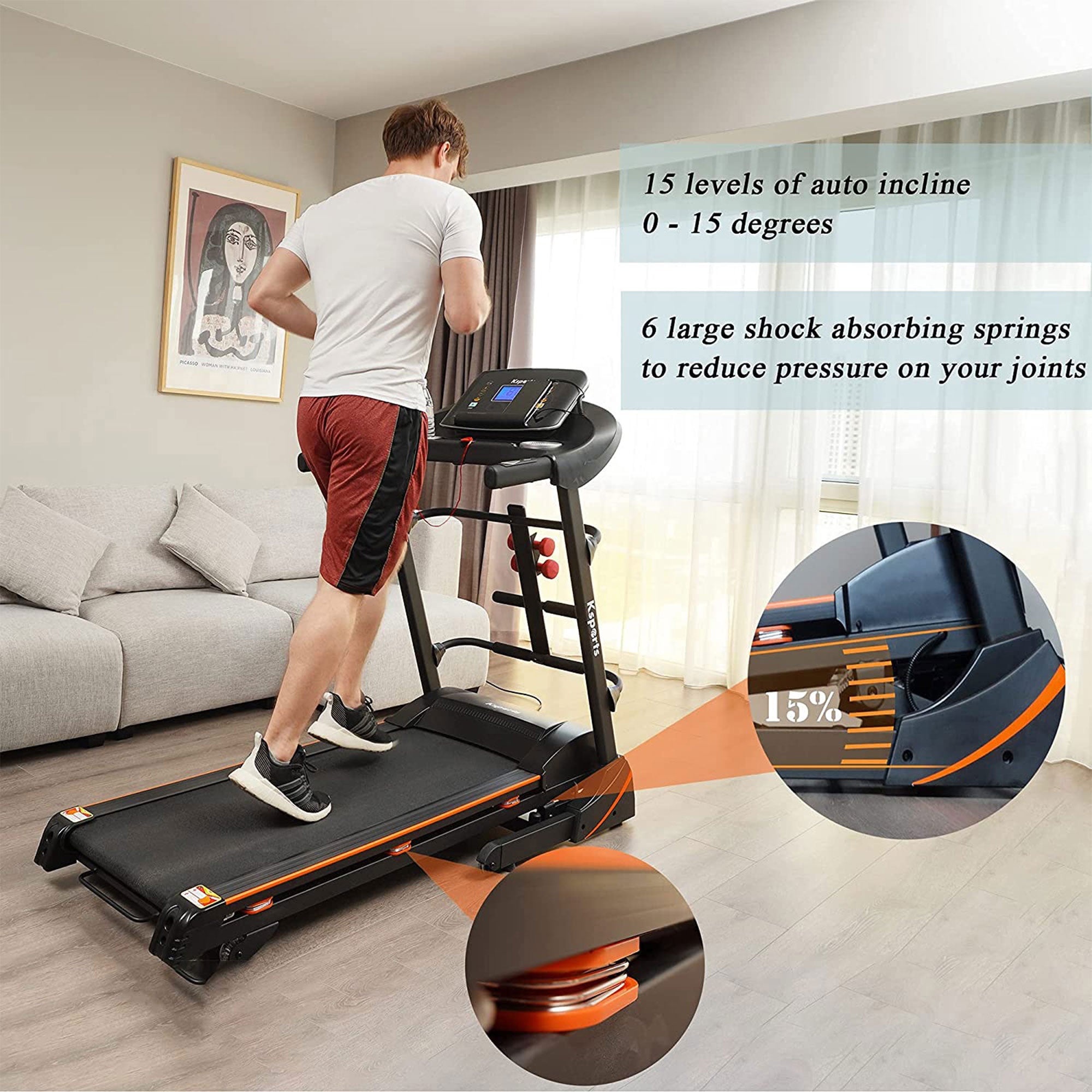 Ksports 16.5 In Wide Home Treadmill w/ Bluetooth & Fitness Tracking App (Used) - VMInnovations