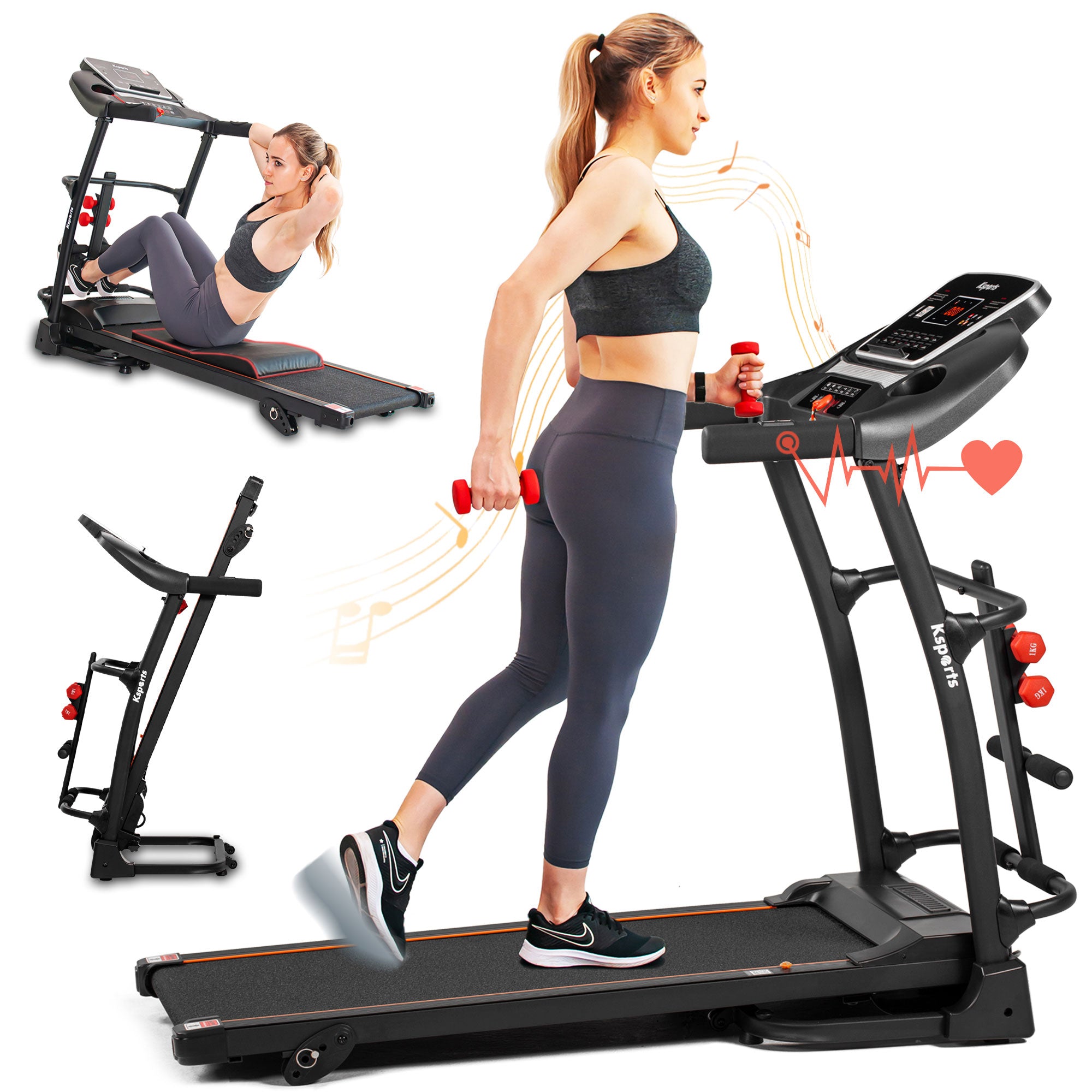 Ksports 16" Wide Treadmill w/ Bluetooth & Fitness Tracking App (For Parts) - VMInnovations