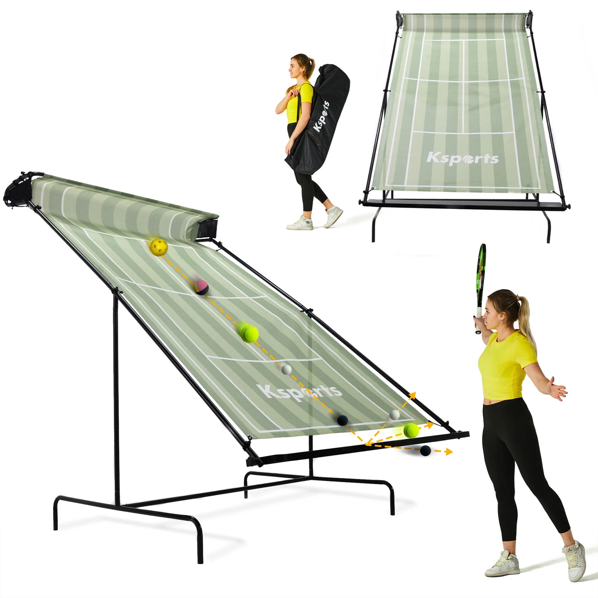 Ksports Racquet Tennis Rebounder for Indoor & Outdoor w/Carry Bag, Green (Used) - VMInnovations