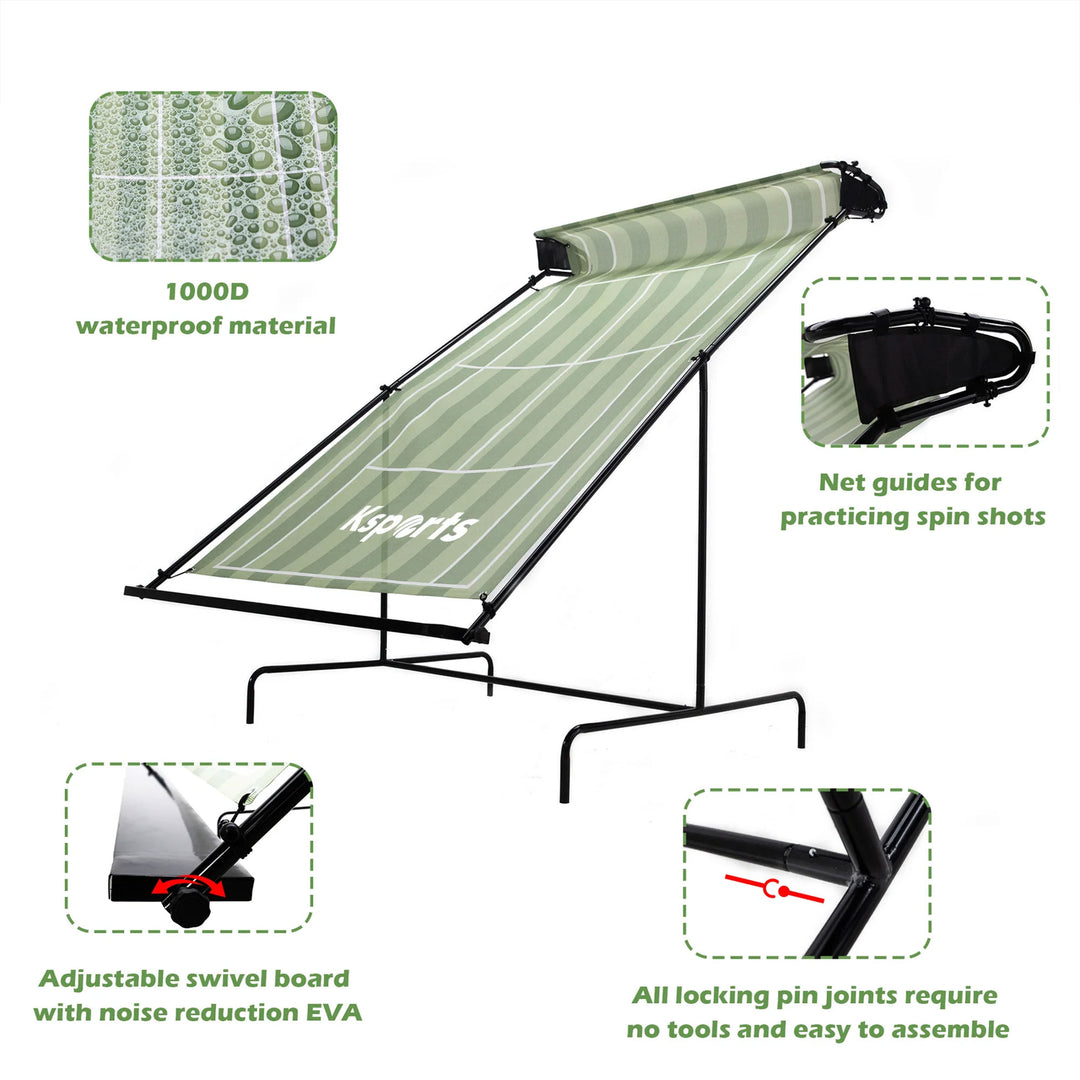 Ksports Racquet Sports Tennis Rebounder for Indoor & Outdoor w/Carry Bag, Green - VMInnovations