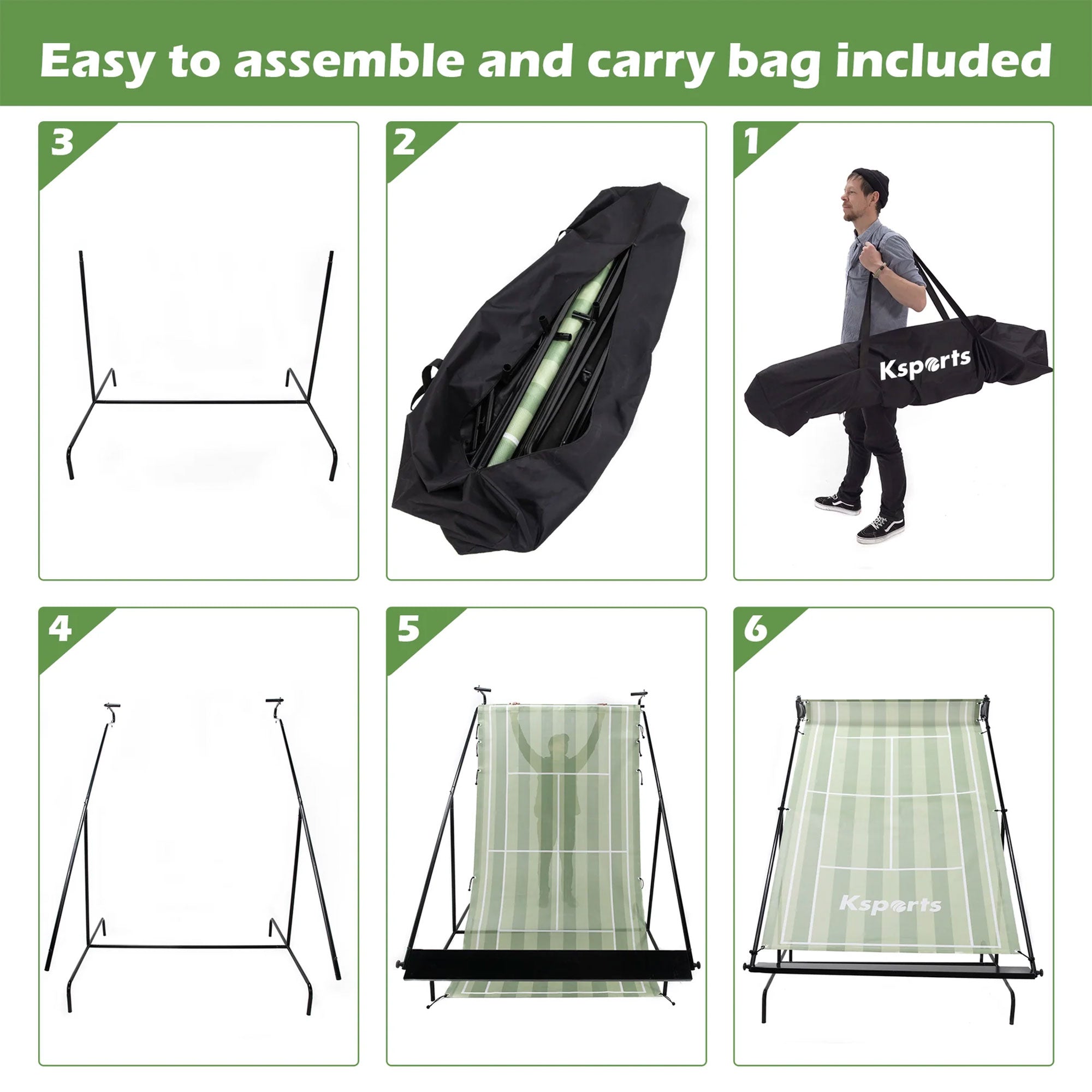 Ksports Racquet Tennis Rebounder for Indoor & Outdoor w/Carry Bag, Green (Used) - VMInnovations