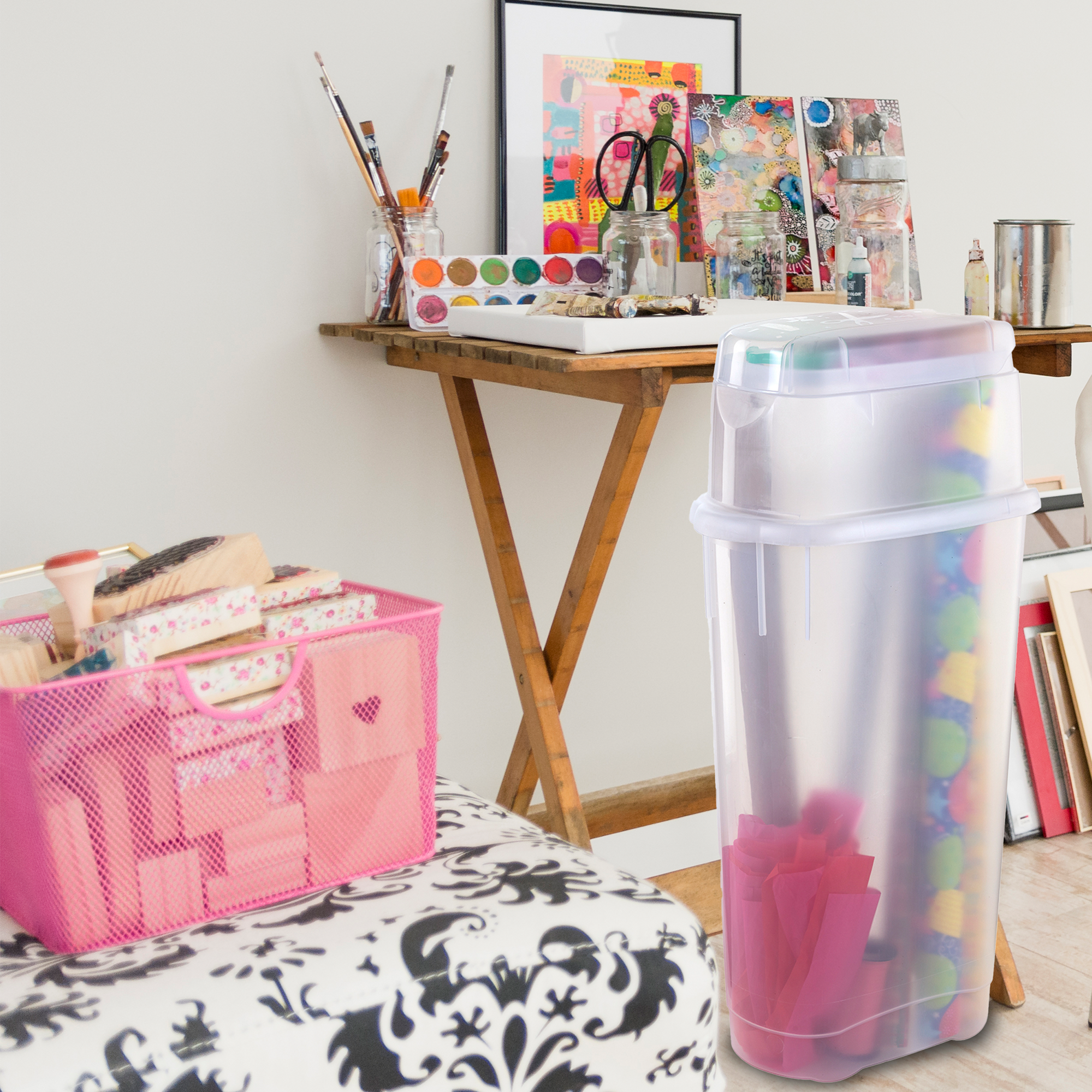 Rubbermaid Wrap N' Craft Plastic Wrapping Paper Holder Container (Open Box) - VMInnovations