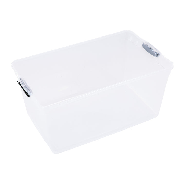 Rubbermaid Cleverstore 18 Gal Plastic Holiday Storage Tote, Clear & Red, 4 Pack - VMInnovations