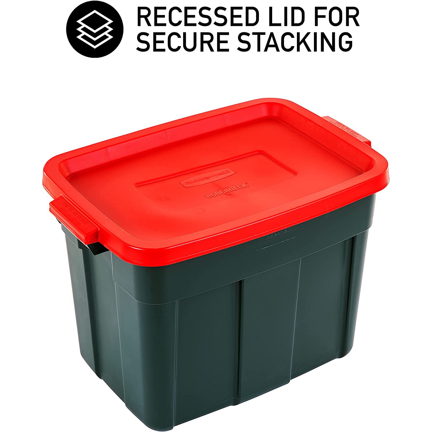 Rubbermaid Roughneck 18 Gal Plastic Holiday Storage Tote, Green and Red (6 Pack) - VMInnovations
