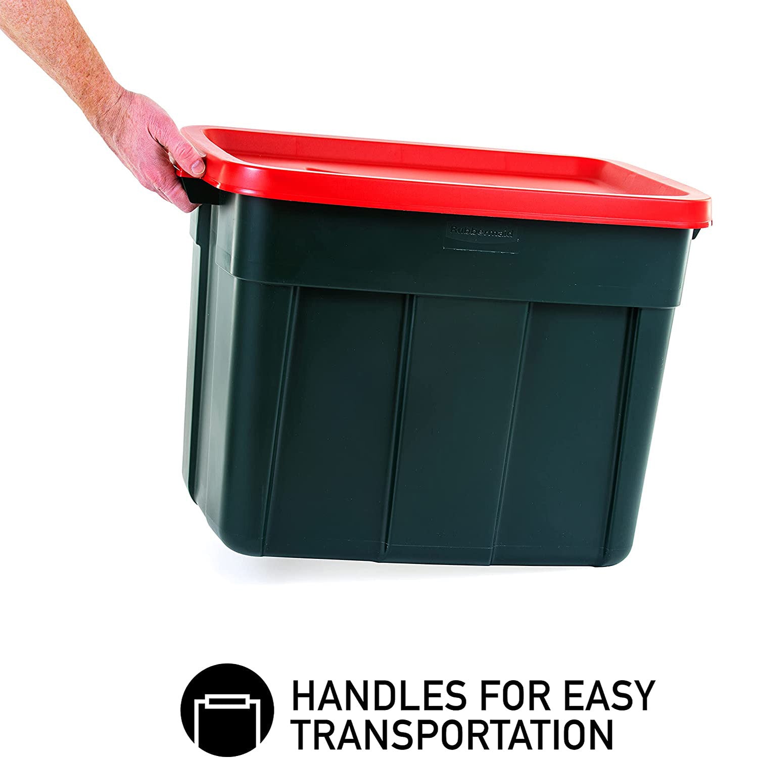 Rubbermaid Roughneck 18 Gal Plastic Storage Tote, Green and Red (6 Pack) (Used) - VMInnovations