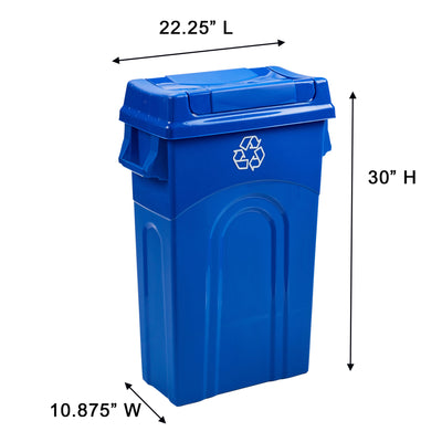 United Solutions 23 gal Highboy Kitchen Recycle Bin w/Swing Lid, Blue (Open Box)
