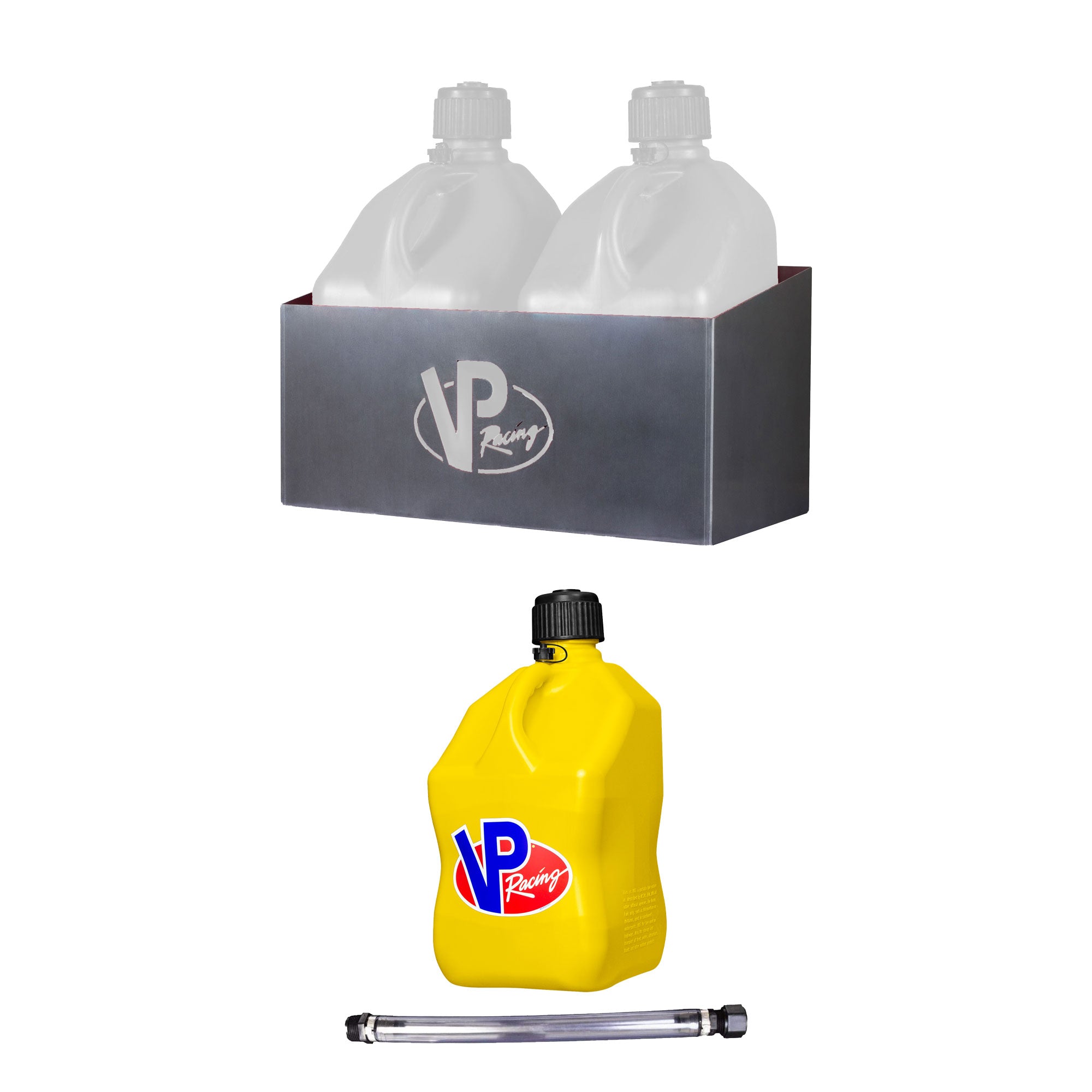 VP Racing Fuels Aluminum Storage Rack with 5.5 Gal Yellow Container and Hose