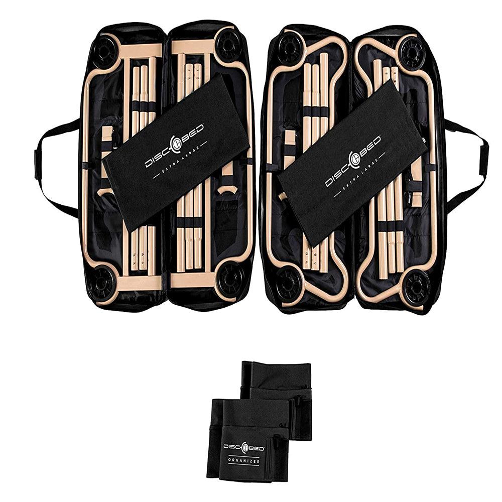 Disc-O-Bed XL Cam-O-Bunk Benchable Double Cot with Organizers, Black (2 pack) - VMInnovations