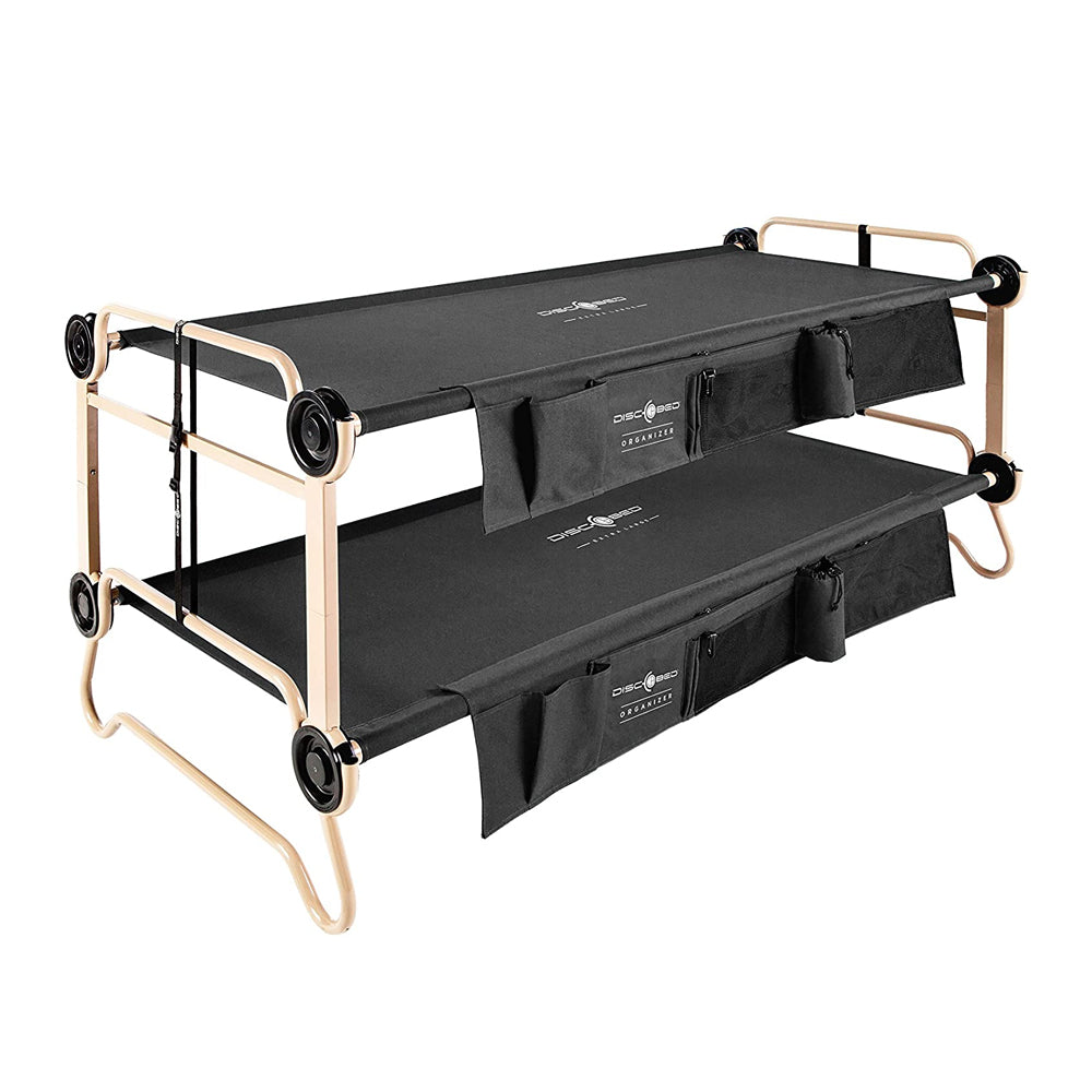 Disc-O-Bed XL Cam-O-Bunk Benchable Double Cot with Organizers, Black (2 pack) - VMInnovations