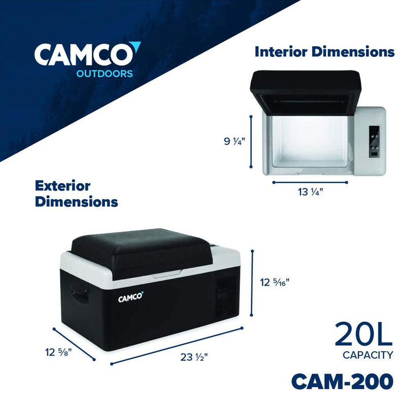 Camco CAM-200 20L Compact Portable Refrigerator/Freezer with LCD Control Panel