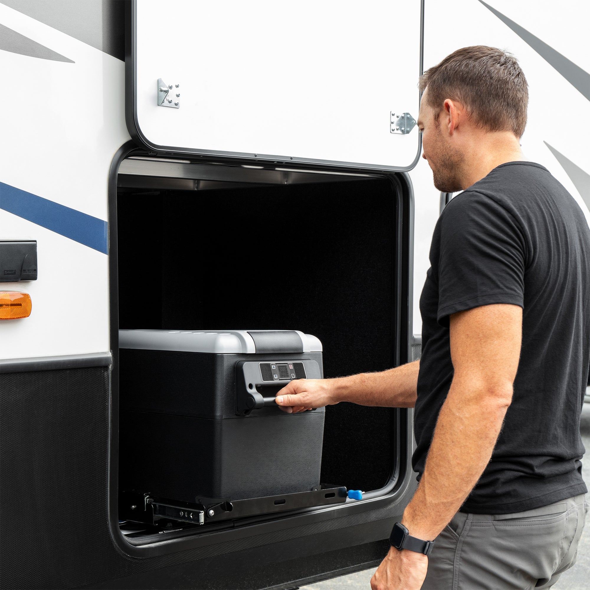Camco Retractable Floor Mounted Portable Electric Refrigerator Slide (Open Box) - VMInnovations