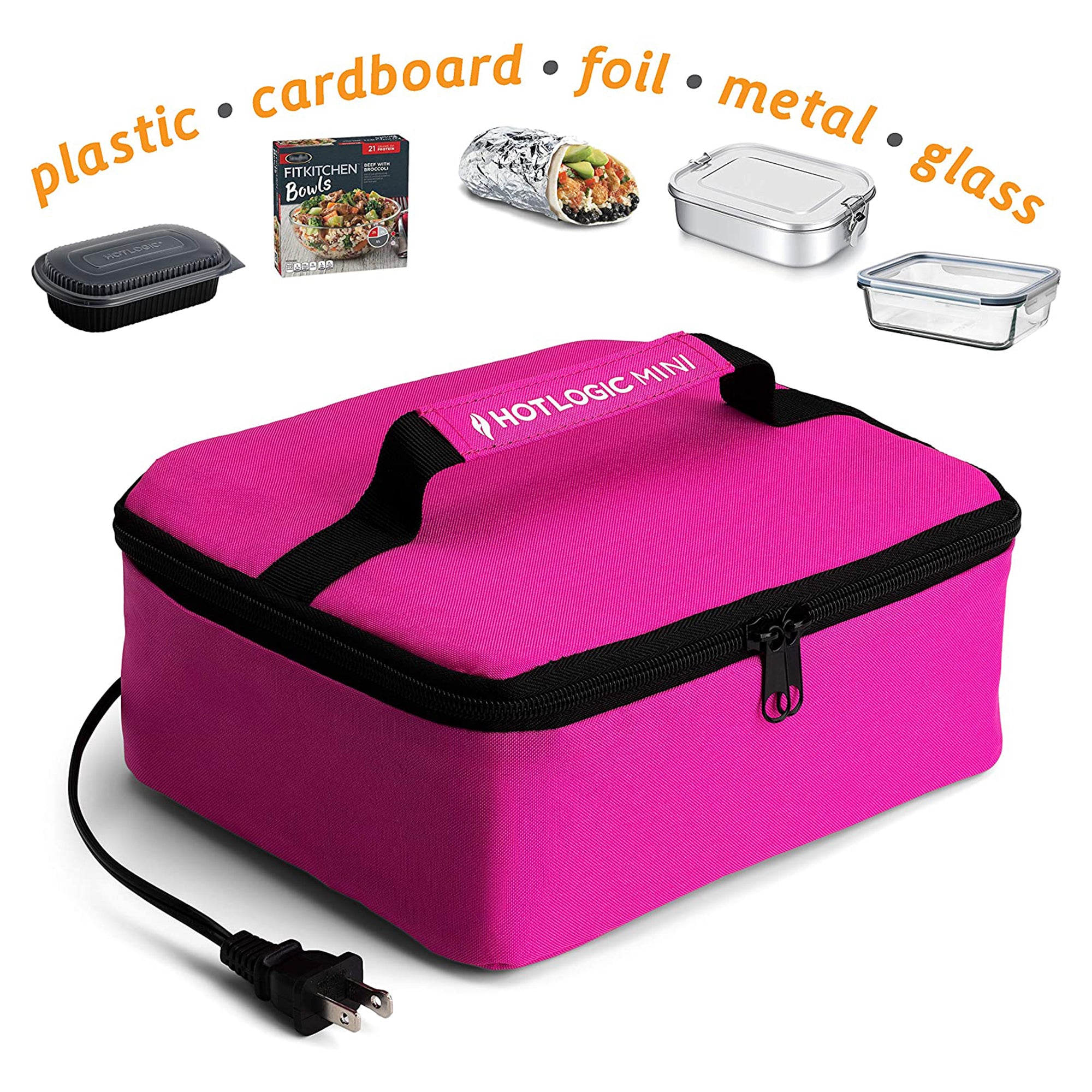 HotLogic Mini Portable Thermal Food Warmer for Home, Office, and Travel, Pink