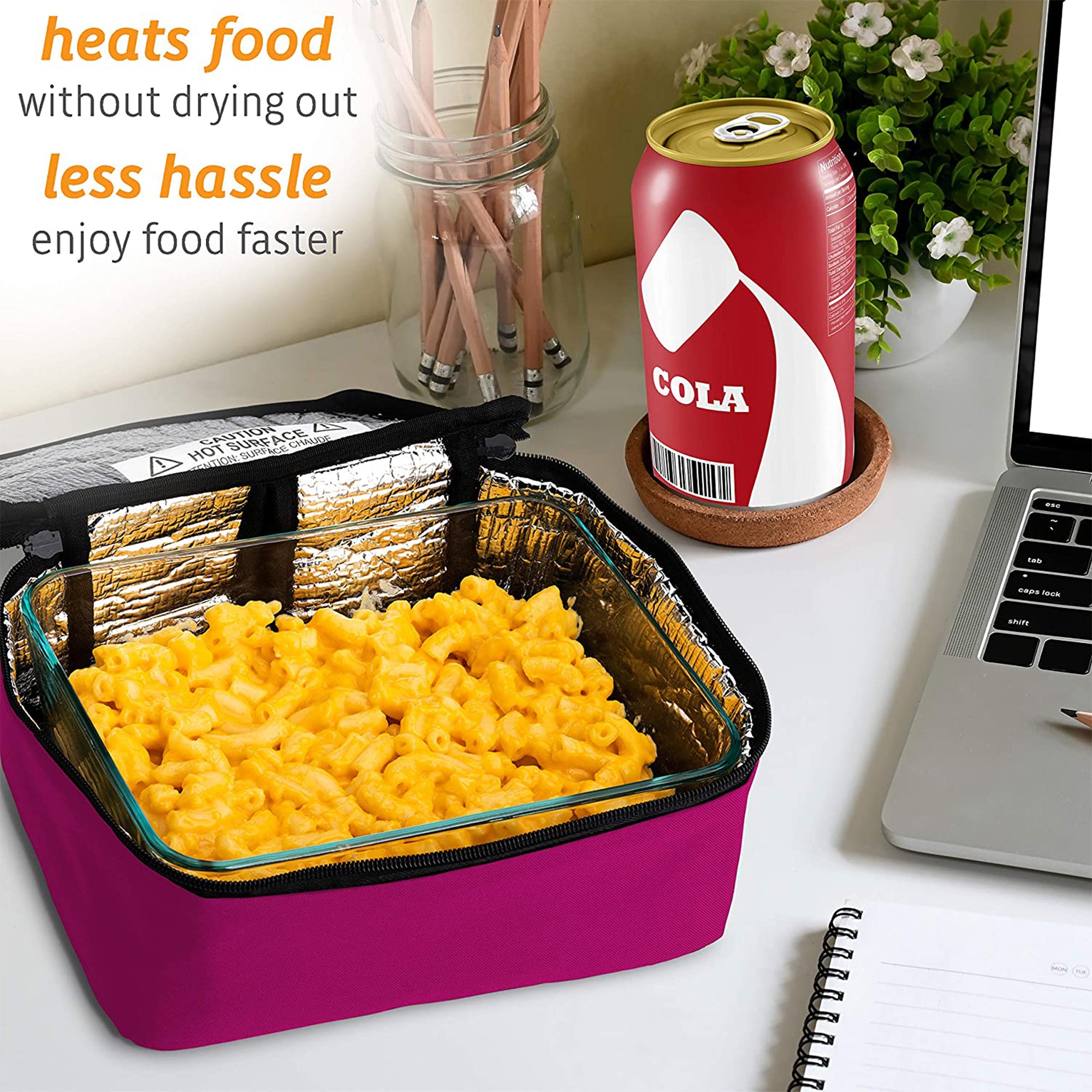 HotLogic Mini Portable Thermal Food Warmer for Home, Office, and Travel, Pink