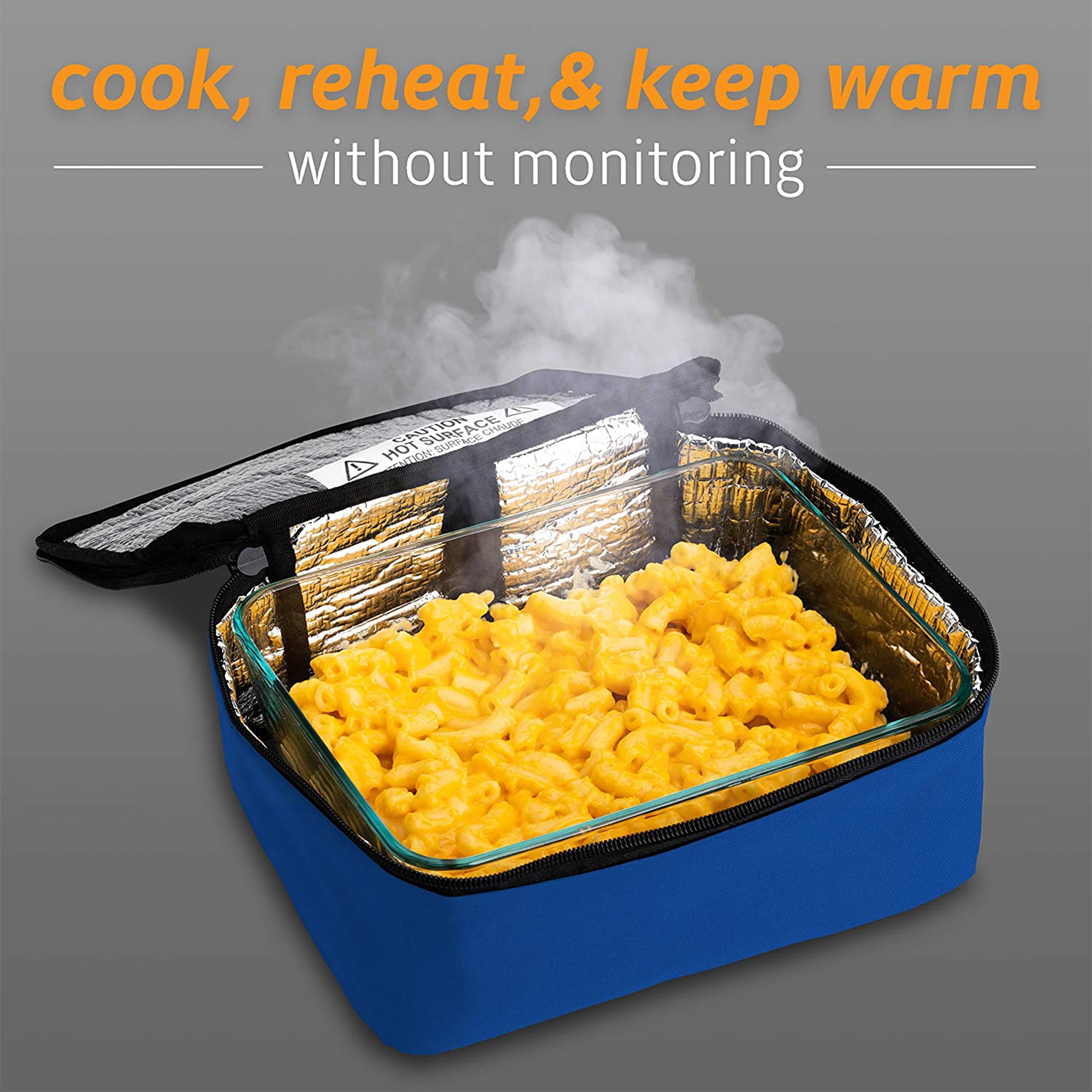 HotLogic Mini Portable Thermal Food Warmer for Home, Office, and Travel, Blue