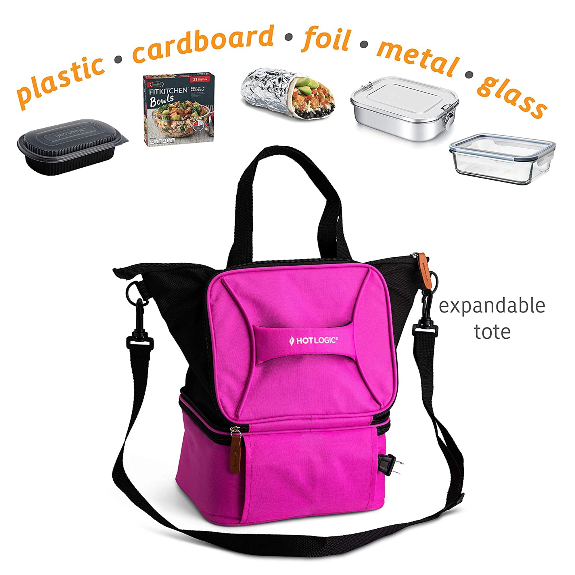HotLogic 16801175-PK-B Food Warming & Cooking Lunch Bag Tote Plus 12V, Pink