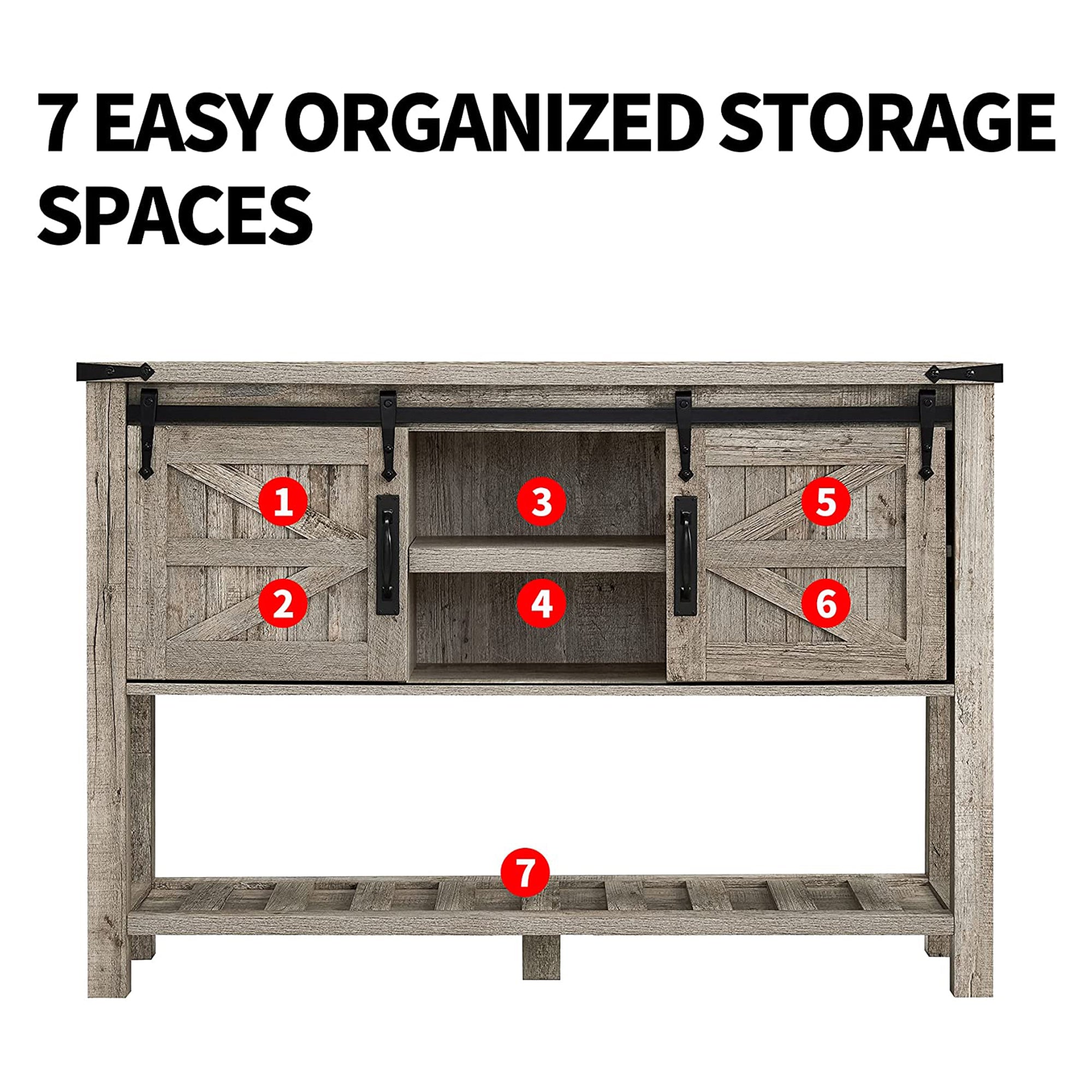 Farmhouse Console Entryway Table with Sliding Barn Doors, Light Rustic Oak(Used) - VMInnovations