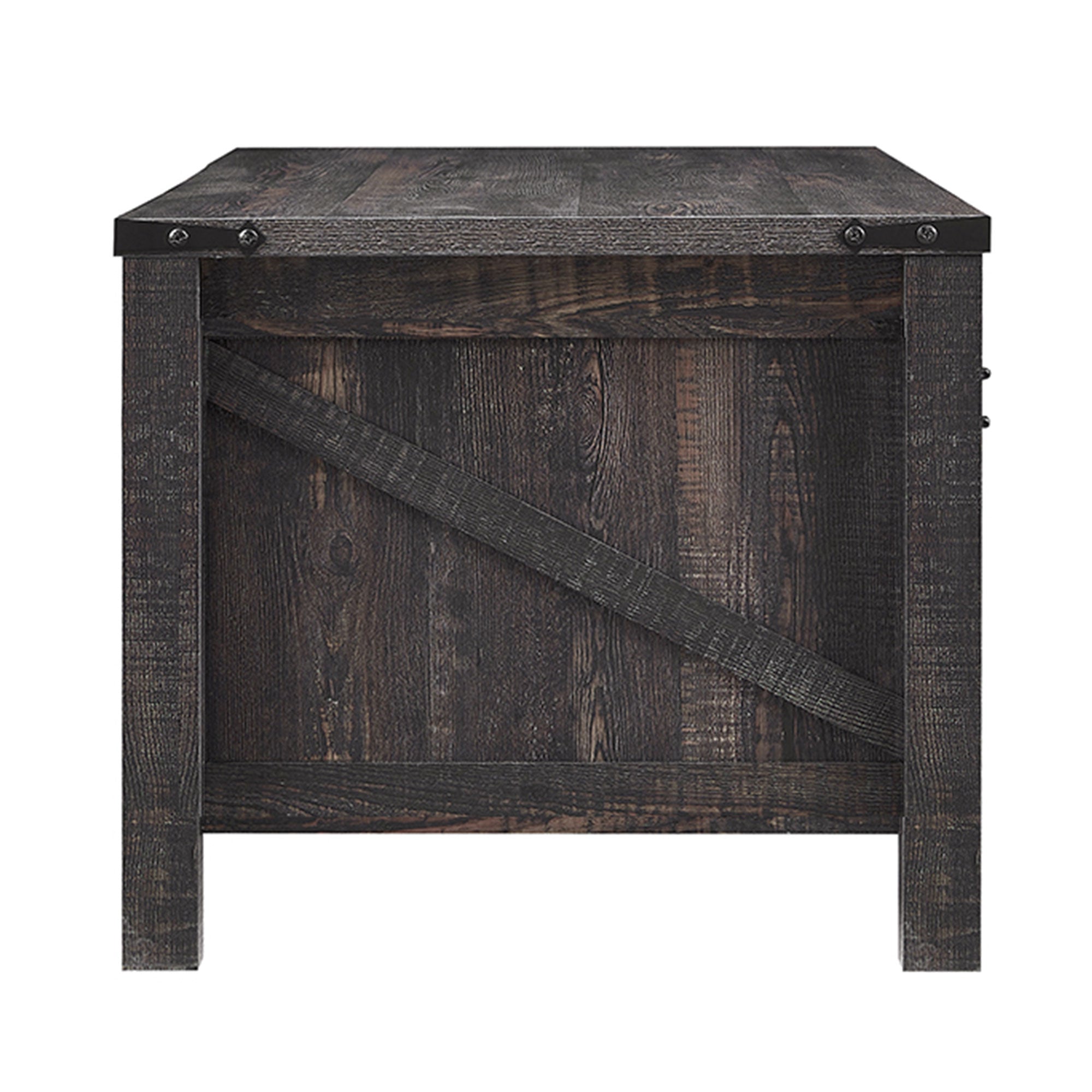 OKD 48In Coffee Table w/ Sliding Barn Doors, Dark Rustic Oak (For Parts) - VMInnovations