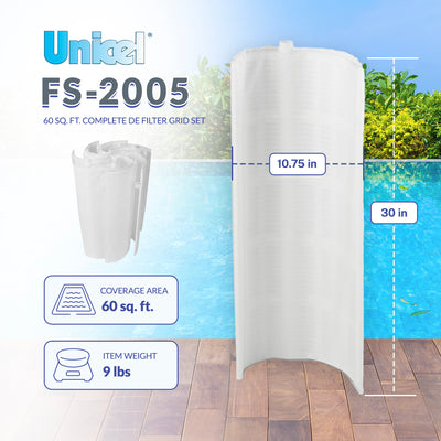 Unicel FS-2005 60 Square Foot Replacement DE Grid Swimming Pool Filter, Full Set
