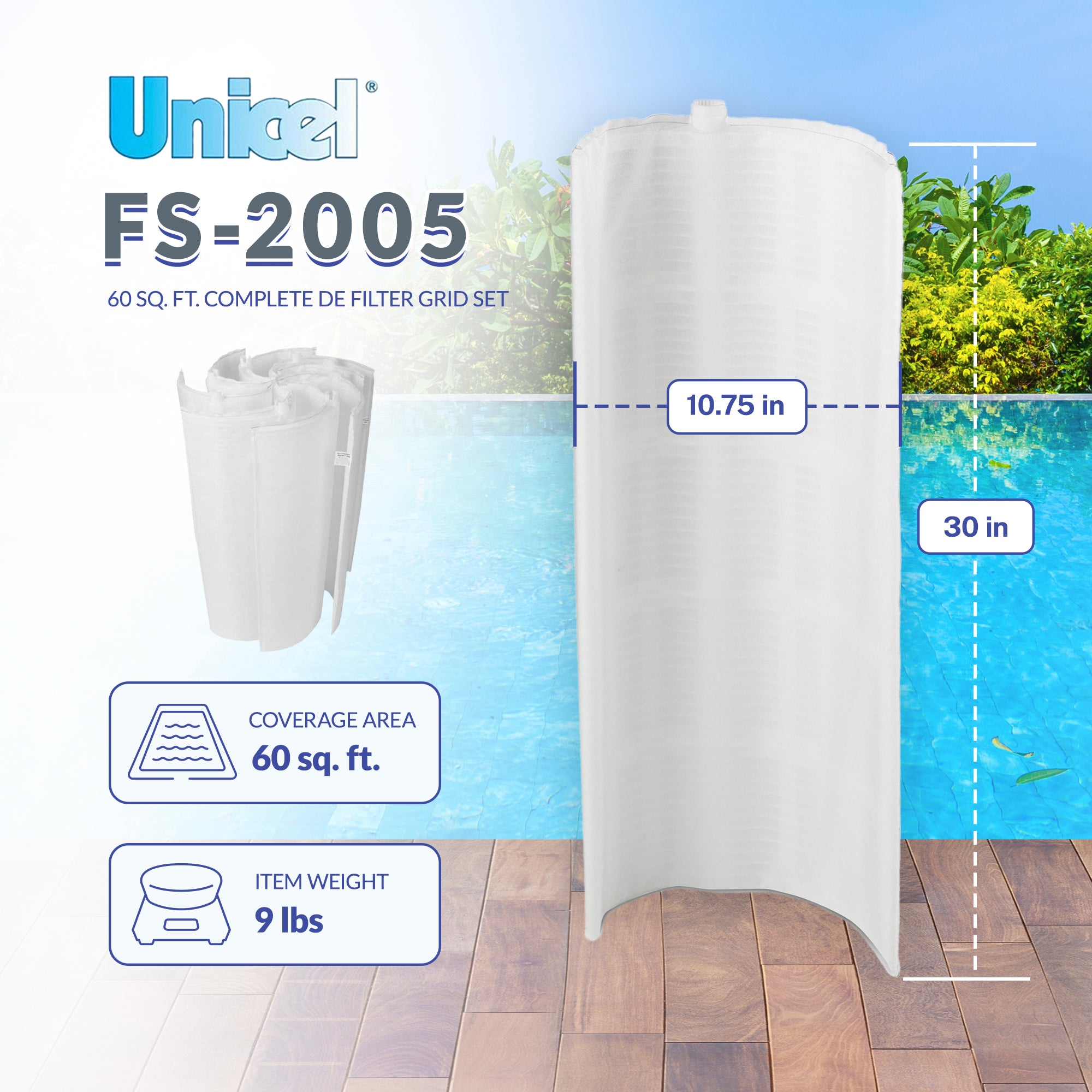 UNICEL FS2005 Filter Set 60 Sq Ft Hayward Pac-Fab 7 Full (Open Box) (6 Pack) - VMInnovations