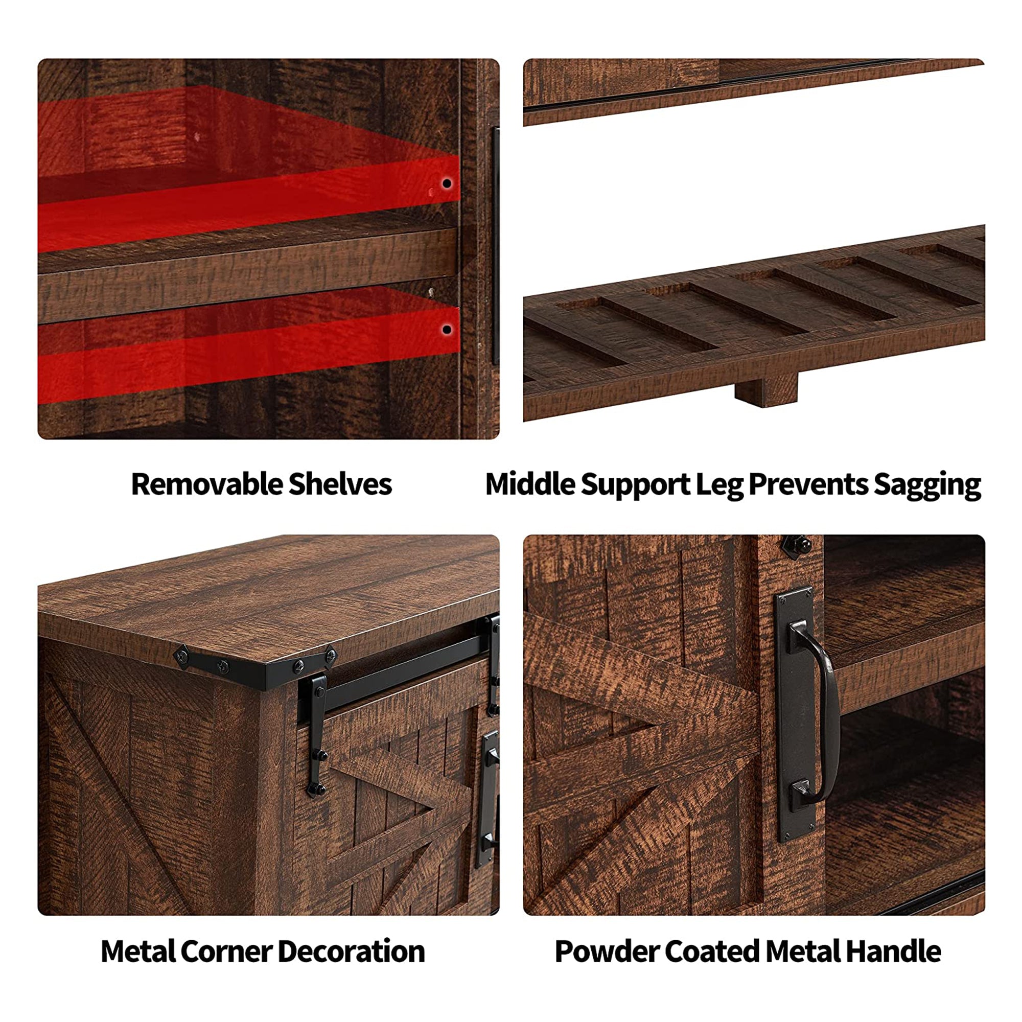 OKD Console Entryway Table with Sliding Barn Doors,Reclaimed Barnwood(For Parts) - VMInnovations
