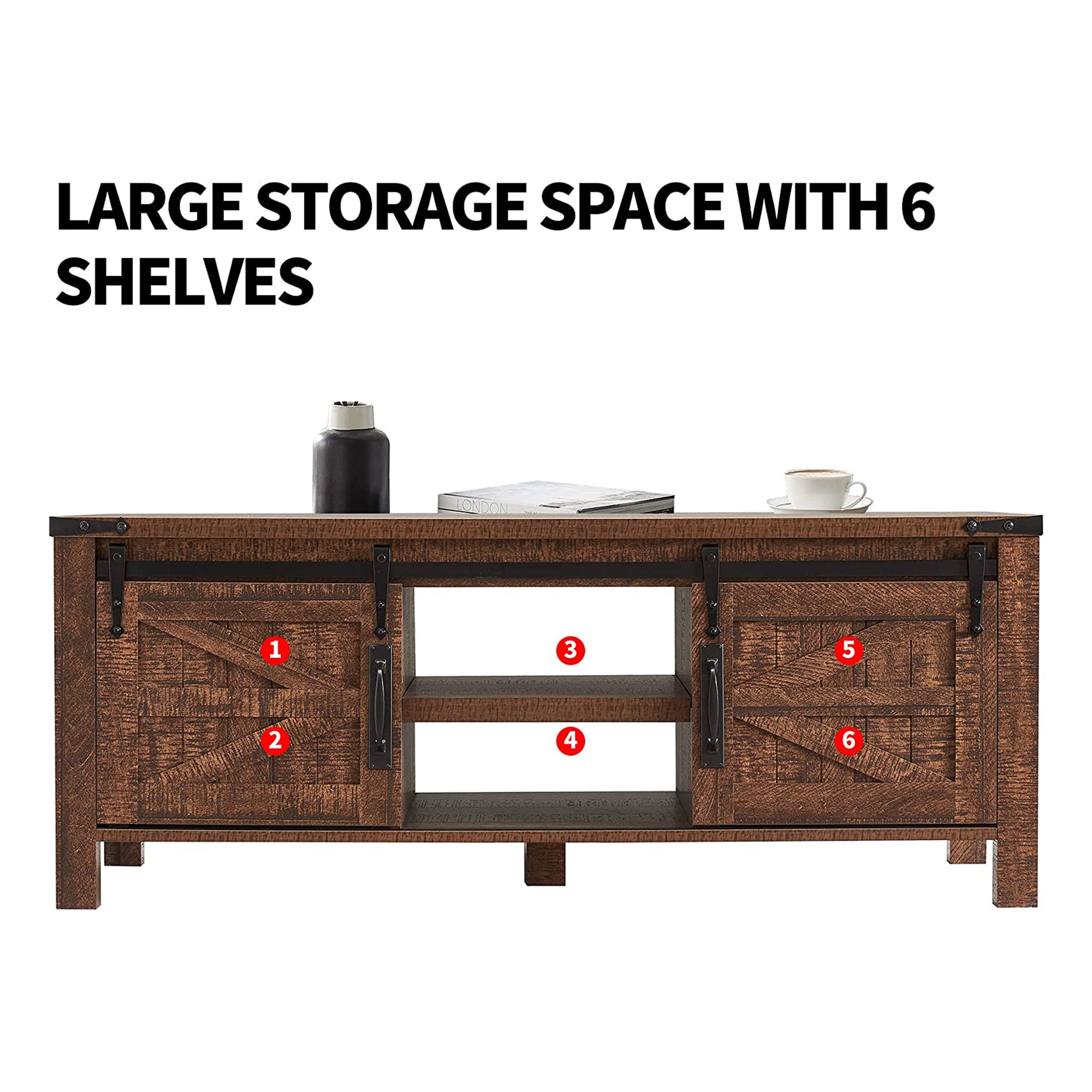 OKD Farmhouse 48" Coffee Table w/Sliding Doors, Reclaimed Barnwood (For Parts) - VMInnovations