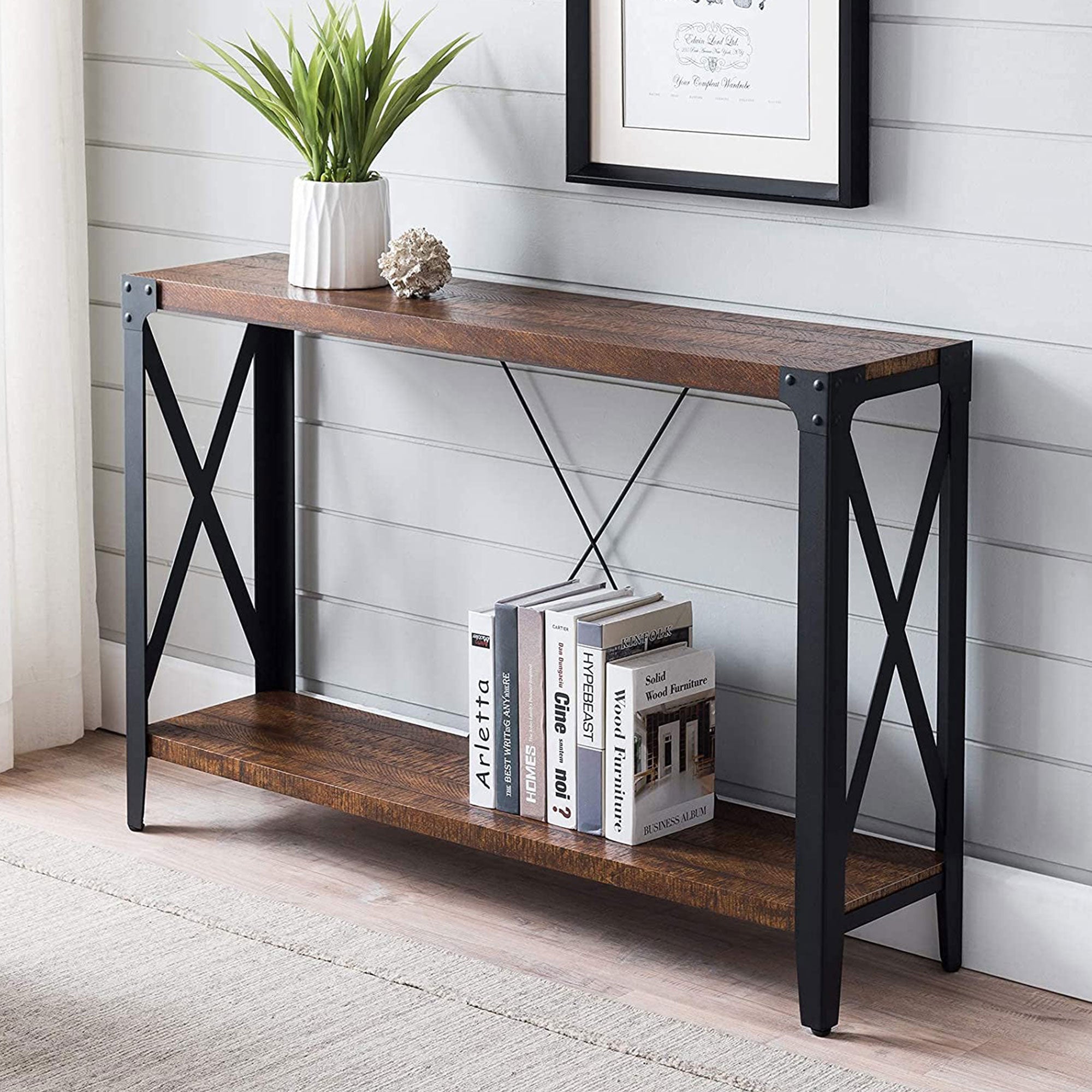 46 Inch 2-Tier Console Sofa Hallway Entryway Accent Table (Open Box) - VMInnovations