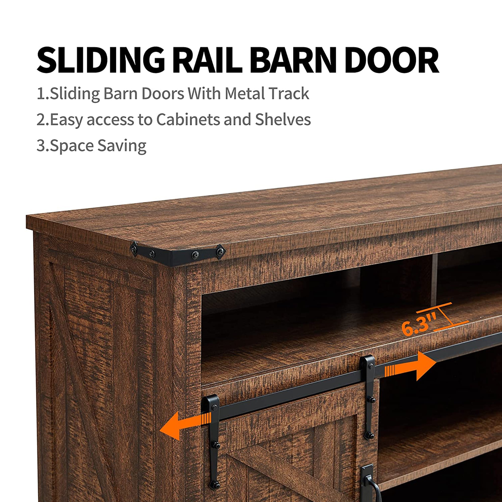 OKD 60" Sliding Barn Door Farmhouse Highboy TV Stand, Reclaimed Barnwood(Used) - VMInnovations