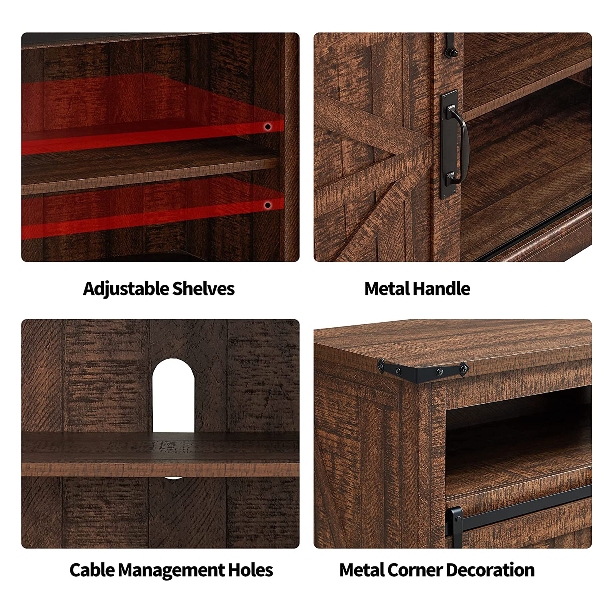 OKD 60" Sliding Barn Door Farmhouse Highboy TV Stand, Reclaimed Barnwood(Used) - VMInnovations