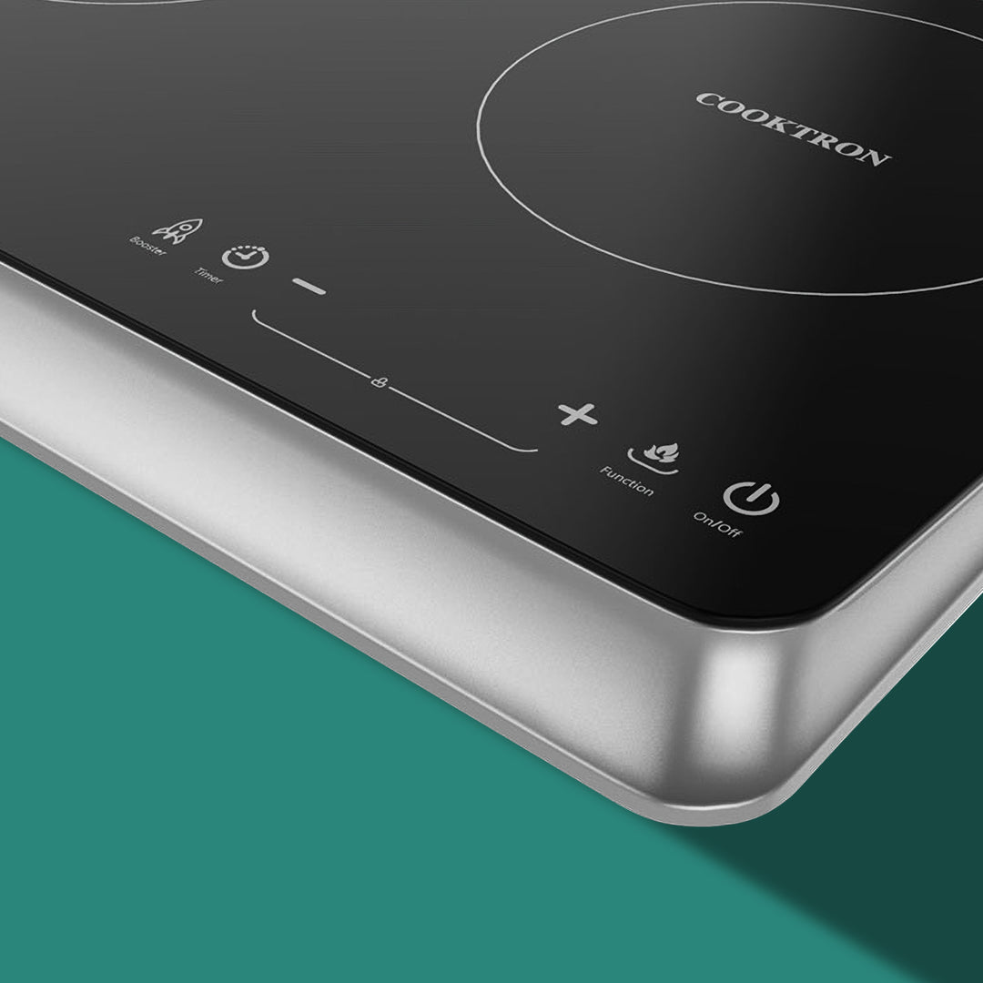 COOKTRON 1800W 120V Portable Quick-Heat Double Burner Electric Induction Cooktop - VMInnovations