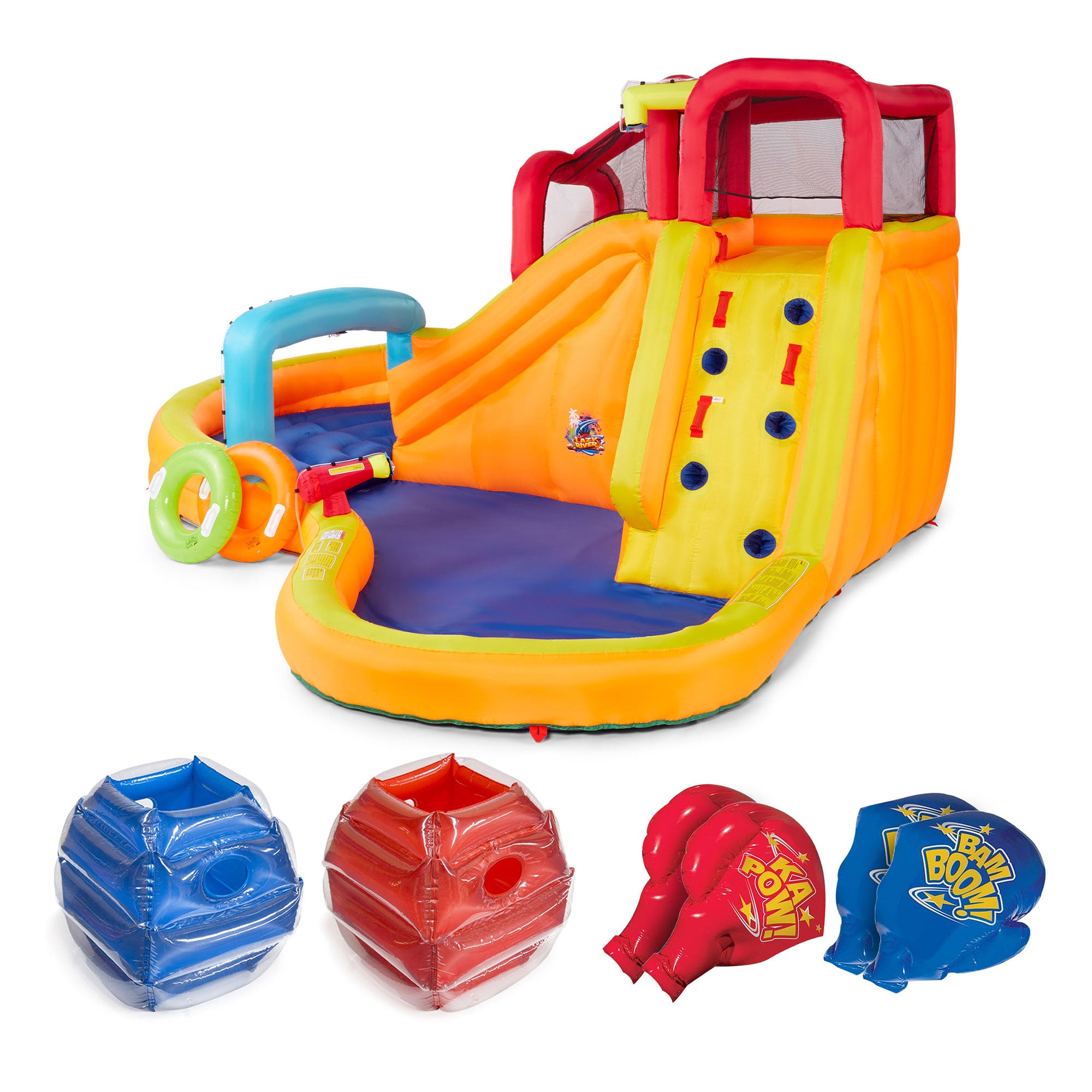 Banzai Kids Inflatable Lazy River Adventure Water Park and Battle Bop Combo Pack - VMInnovations
