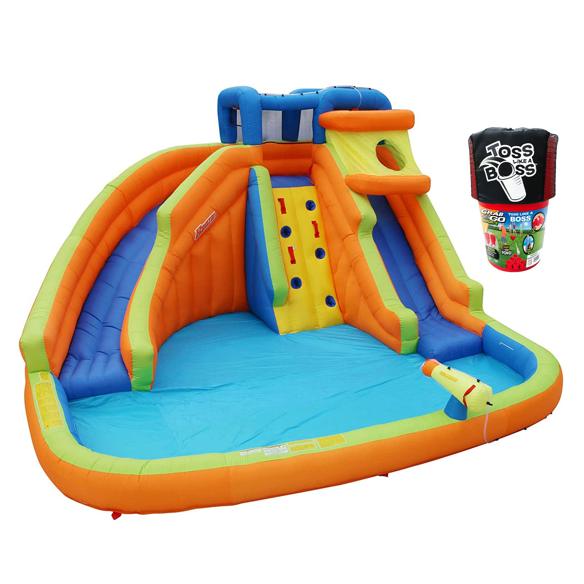 Banzai Drop Zone Kids Inflatable Water Park & Toss Like A Boss Giant Lawn Pong - VMInnovations