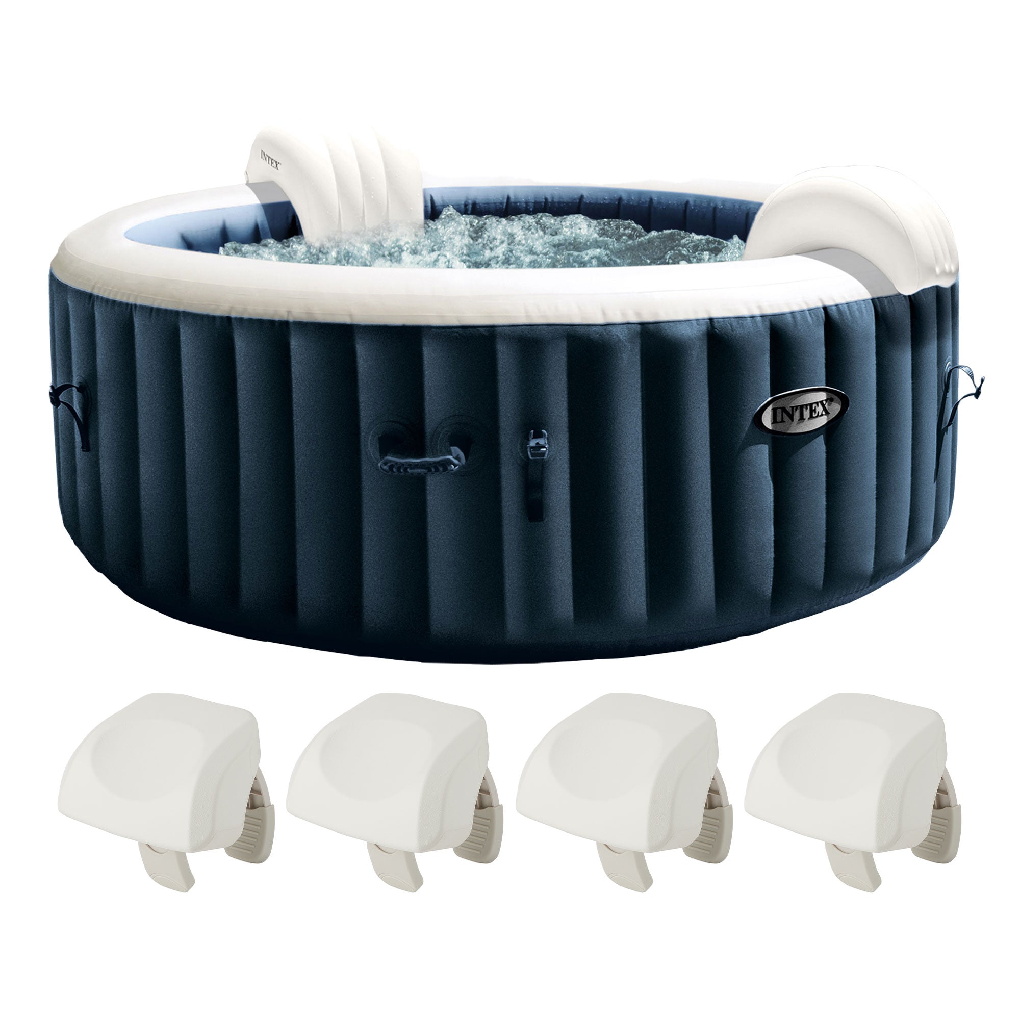 Intex PureSpa Plus Portable Inflatable Spa & Cushioned Pillow, White (4 Pack) - VMInnovations