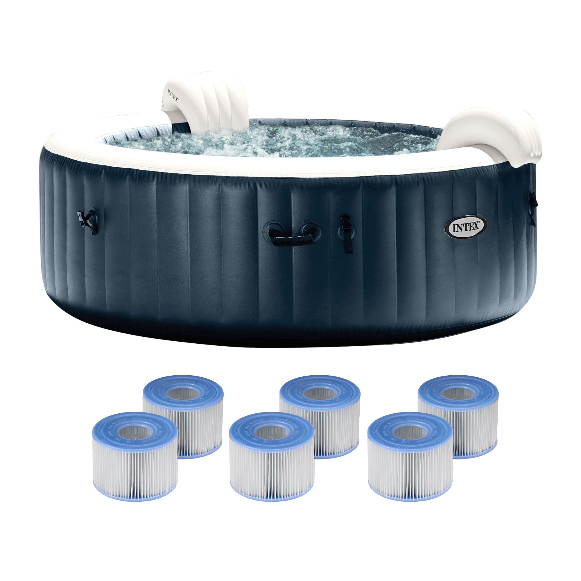 Intex PureSpa Plus Portable Inflatable Hot Tub Jet Spa w/ 6 Filter Cartridges - VMInnovations