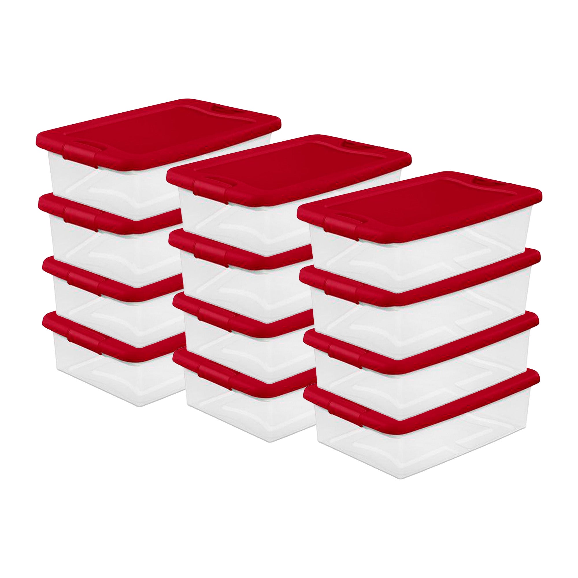 Sterilite 32 Qt Under Bed Latching Storage Container w/ Hinge Lid, Red (12 Pack) - VMInnovations
