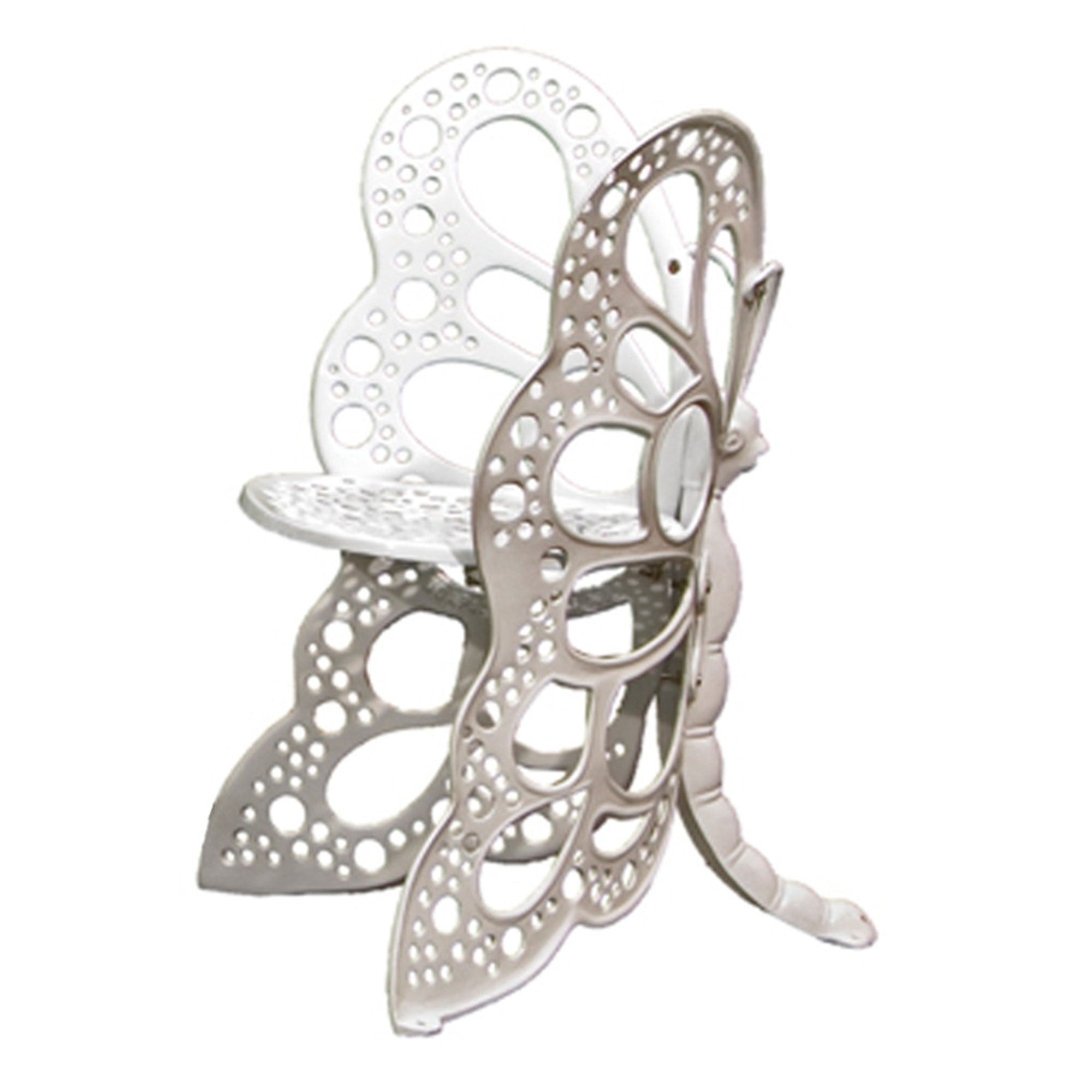 Flower House Indoor Outdoor Metal Butterfly Chair for Patio and Garden, White