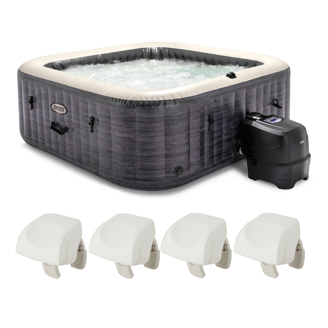 Intex PureSpa Plus Greystone Inflatable Hot Tub, 94x28", with 4 Headrest Pillows - VMInnovations
