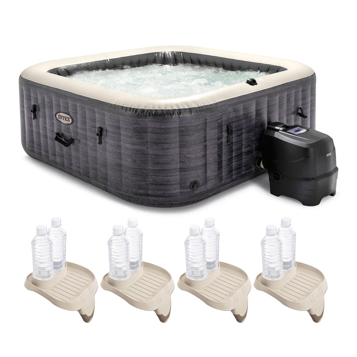 Intex PureSpa Plus Greystone Inflatable Hot Tub, 94 x 28", w/ Cup Holder 4-Pack - VMInnovations