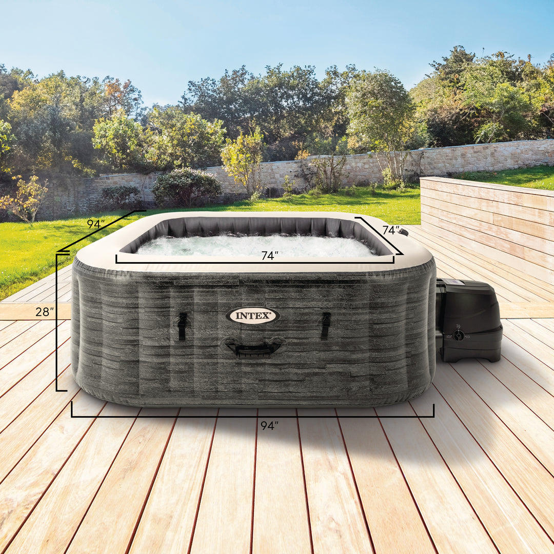 Intex PureSpa Plus Greystone Inflatable Hot Tub, 94 x 28", w/ Cup Holder 4-Pack - VMInnovations