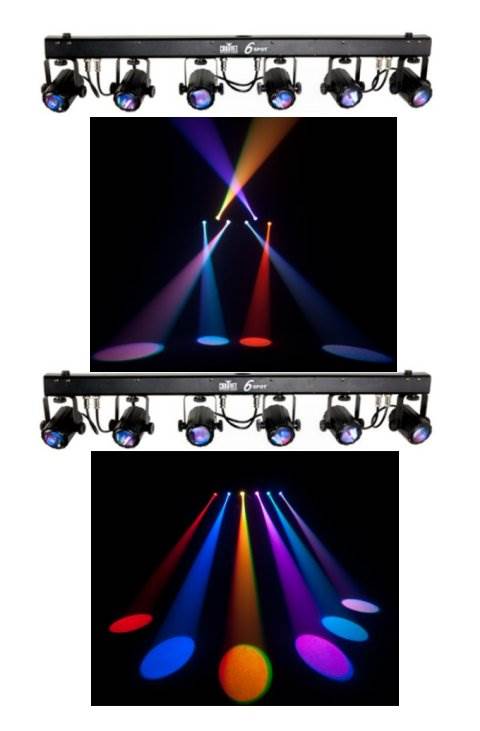 (2) CHAUVET 6SPOT 6 SPOT LED Dance Effect Stage Lights Bar Systems w/ Travel Bag