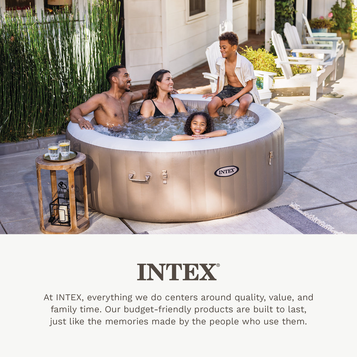 Intex PureSpa Plus Inflatable Bubble Jet Hot Tub & Slip Resistant Seat (2 Pack)