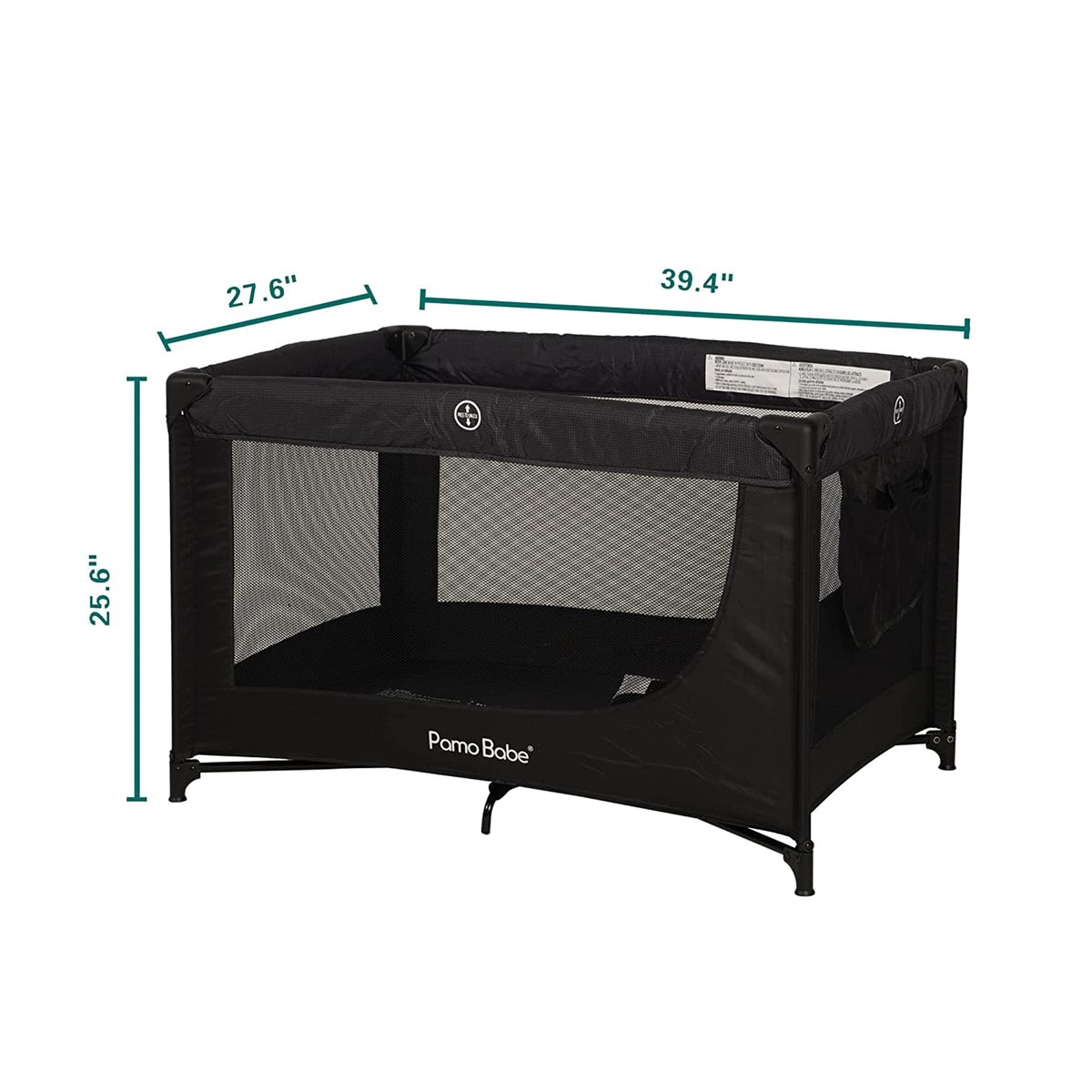 Pamo Babe Portable Enclosed Baby Playpen Crib with Mattress and Carry Bag, Black - VMInnovations