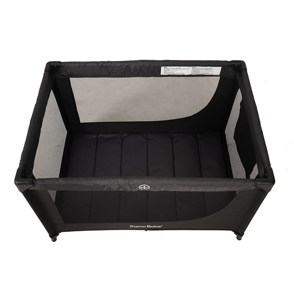 Pamo Babe Portable Enclosed Baby Playpen Crib with Mattress and Carry Bag, Black - VMInnovations